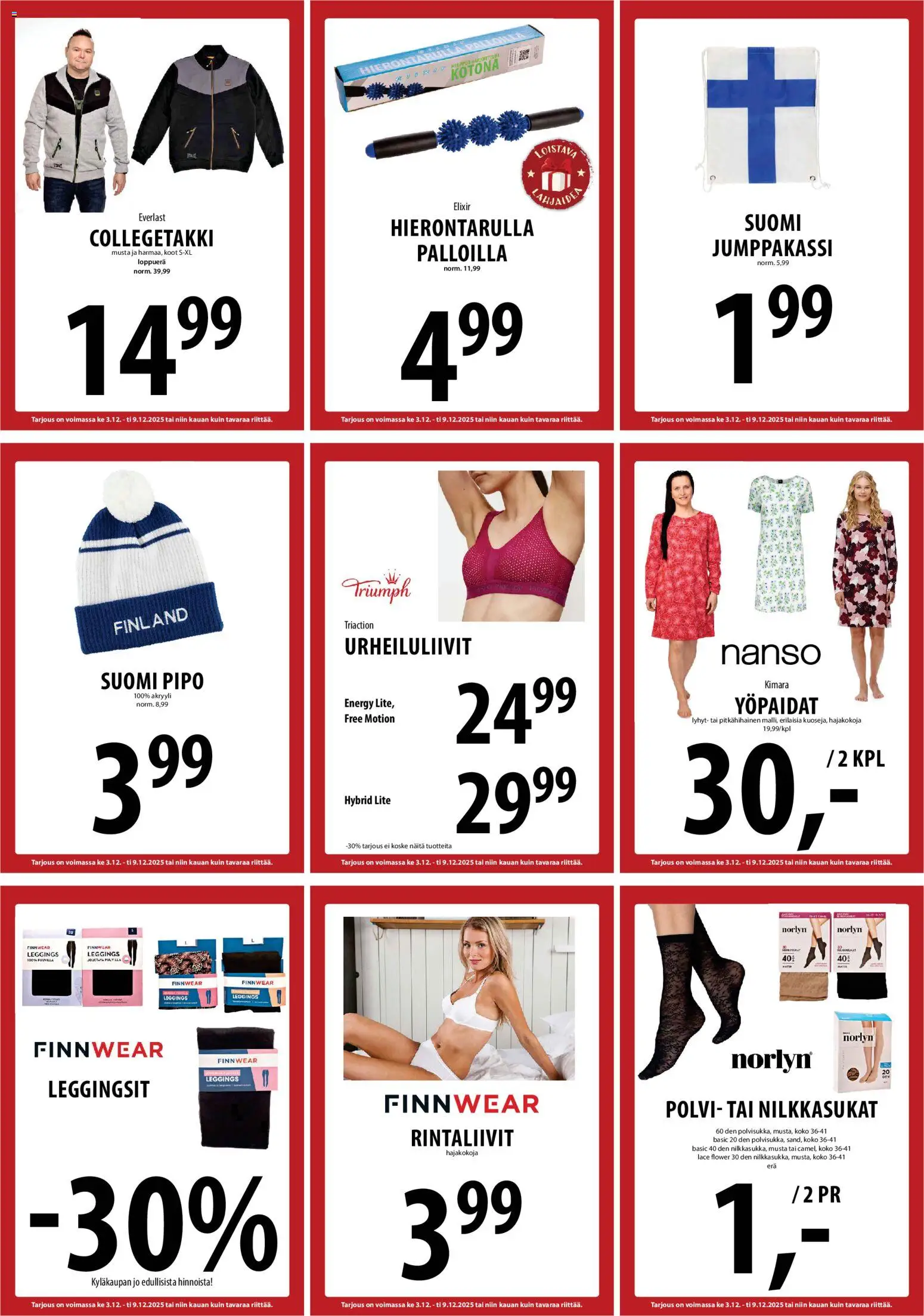 Tuuri tarjoukset – voimassa 03.12.2025 alkaen | Sivu: 29 | Tuotteet: Urheiluliivit, Rintaliivit, Leggingsit, Pipo