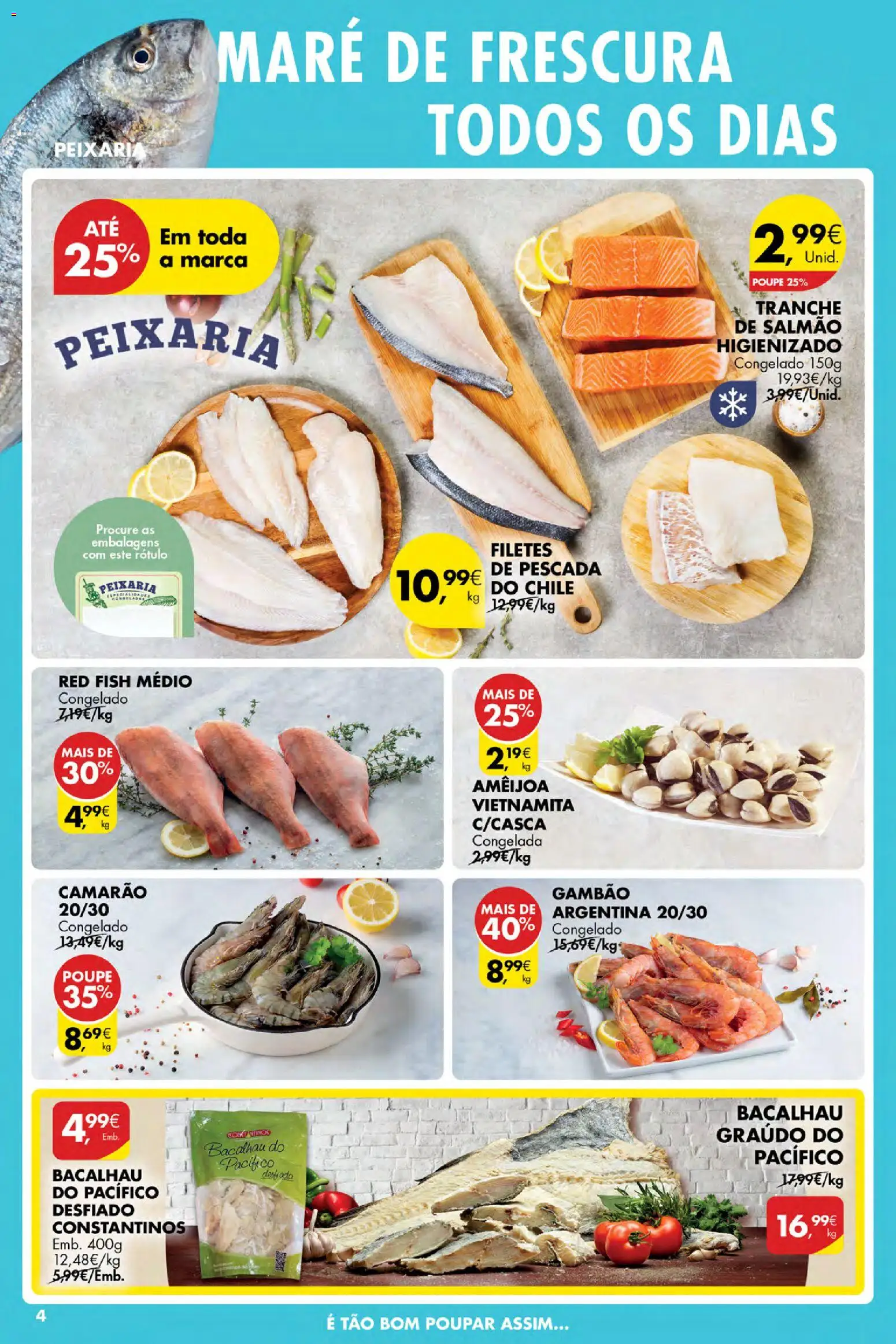 Pingo Doce Poupe Esta Semana Açores │ válido de 30.10.2025 | Página: 4 | Produtos: Bacalhau, Pescada, Camarão, Salmão