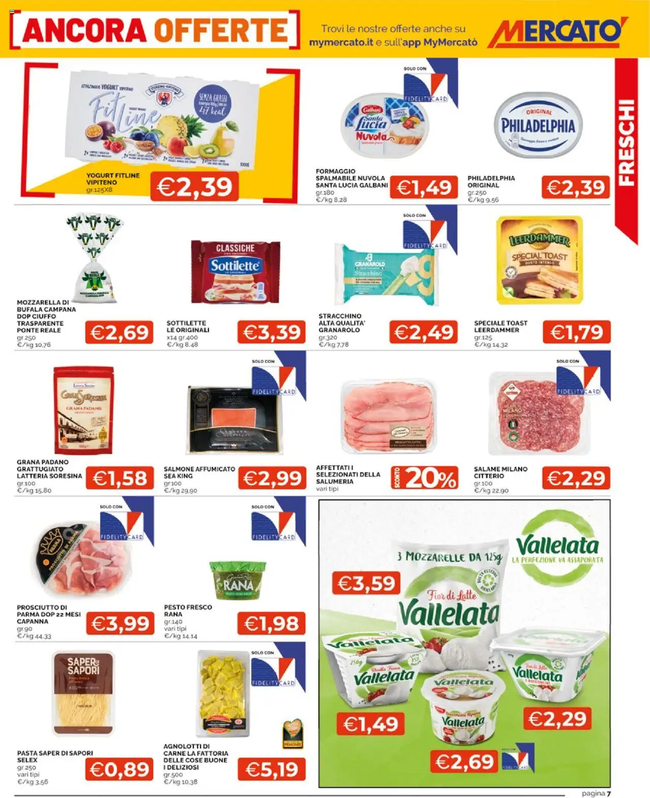 Volantino Mercatò del 25.08.2025 | Pagina: 7 | Prodotti: Salmone, Mozzarella, Formaggio, Pasta