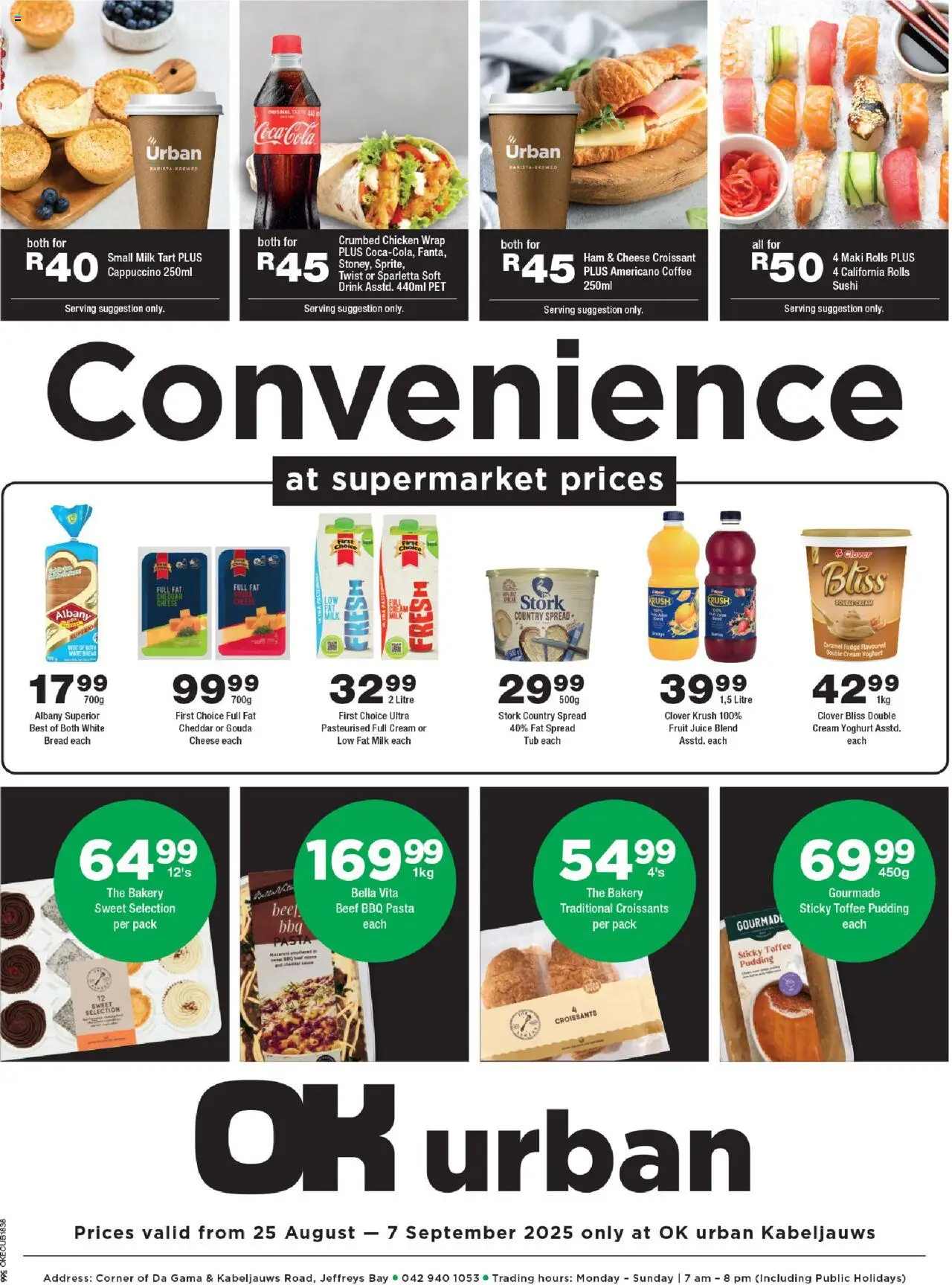OK Foods Eastern Cape - OK Urban │ valid from 25.08.2025 | Page: 1 | Products: Cheese, Coffee, Juice, Cream