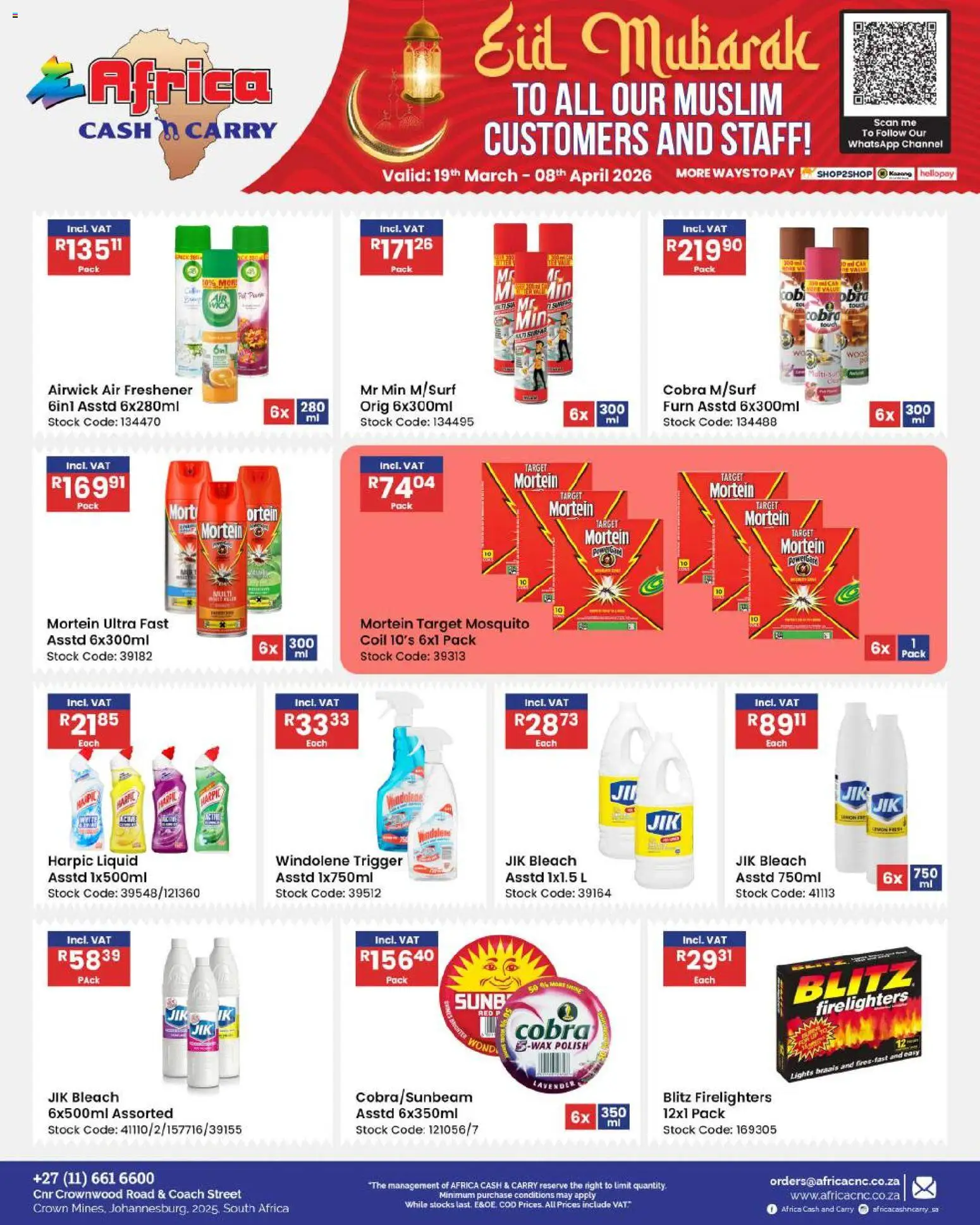 New Africa Cash & Carry catalogue – valid from 19.03.2026 | Page: 65 | Products: Air freshener, Bleach, Stock, Lemon