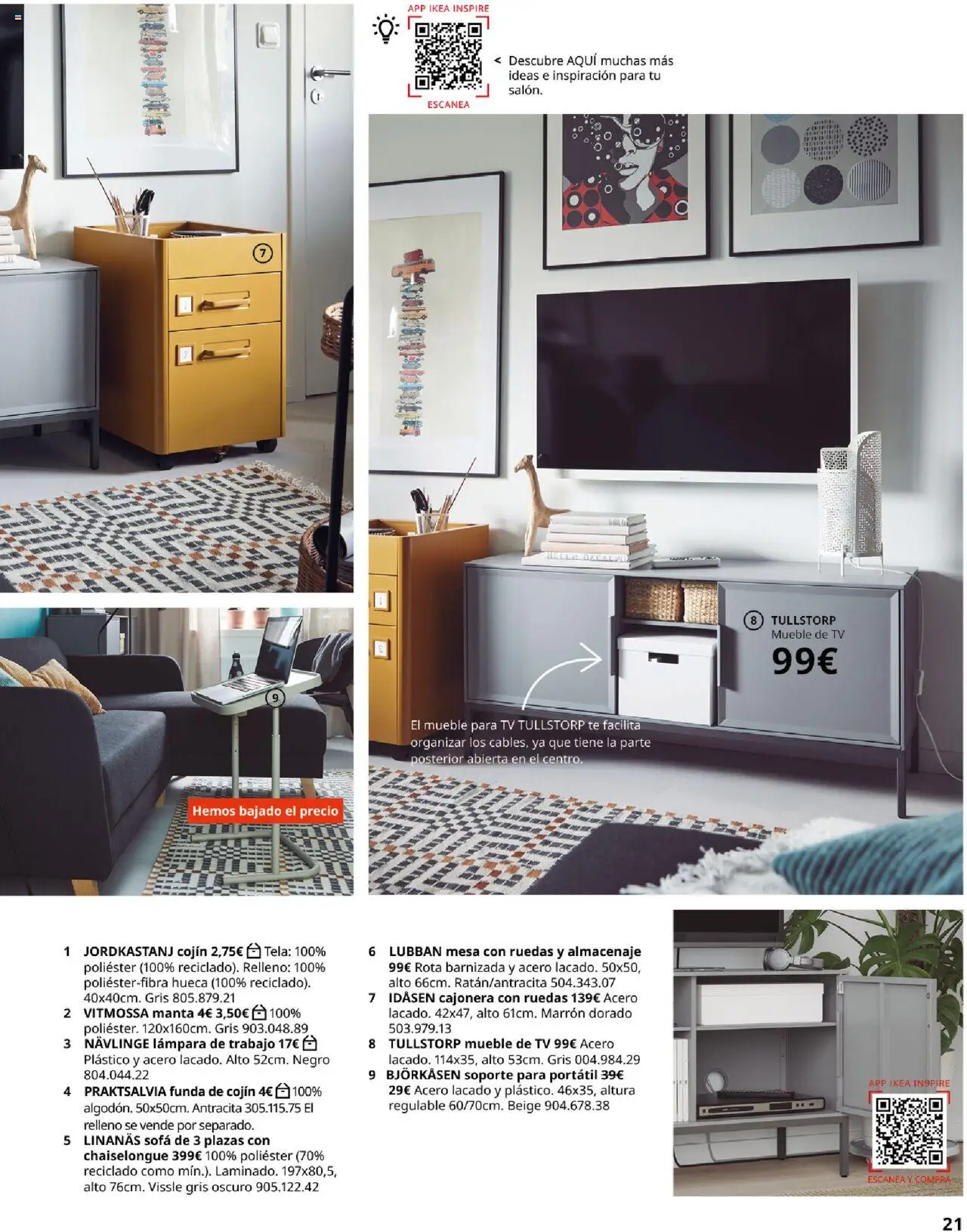 Catálogo IKEA Salones │ válido desde el 17.02.2025 | Página: 21 | Productos: Funda de cojín, Cojín, Sofá, Lámpara