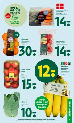 Änglamark økologiske bananer, Udenlandske, kl. I. 1 bundt. Bdt-pris 12,00. gyldig fra 19.03.2026 | Side: 7