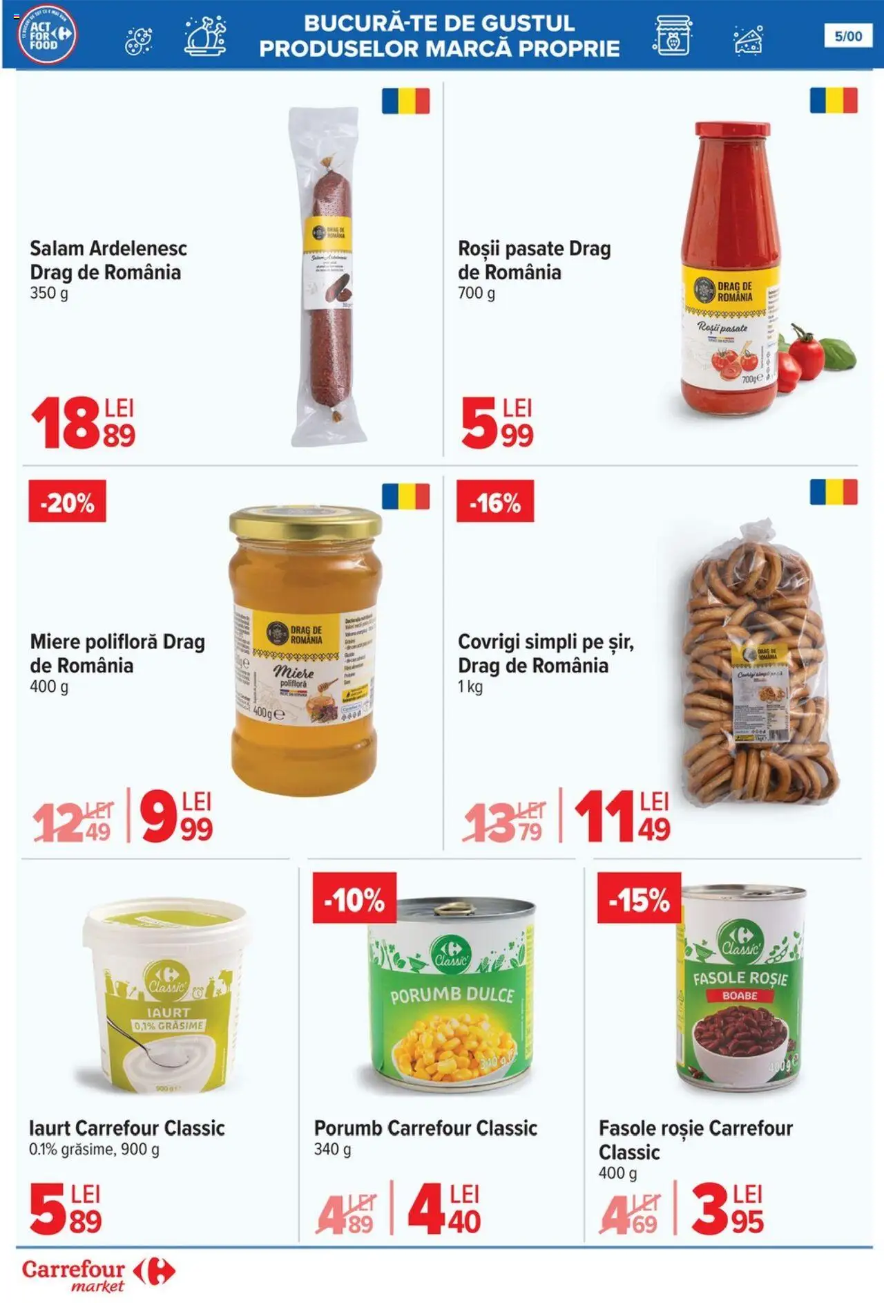 Carrefour catalog - Market – valabil de la 06.08.2025 | Pagină: 5 | Produse: Miere polifloră, Iaurt, Salam, Roșii
