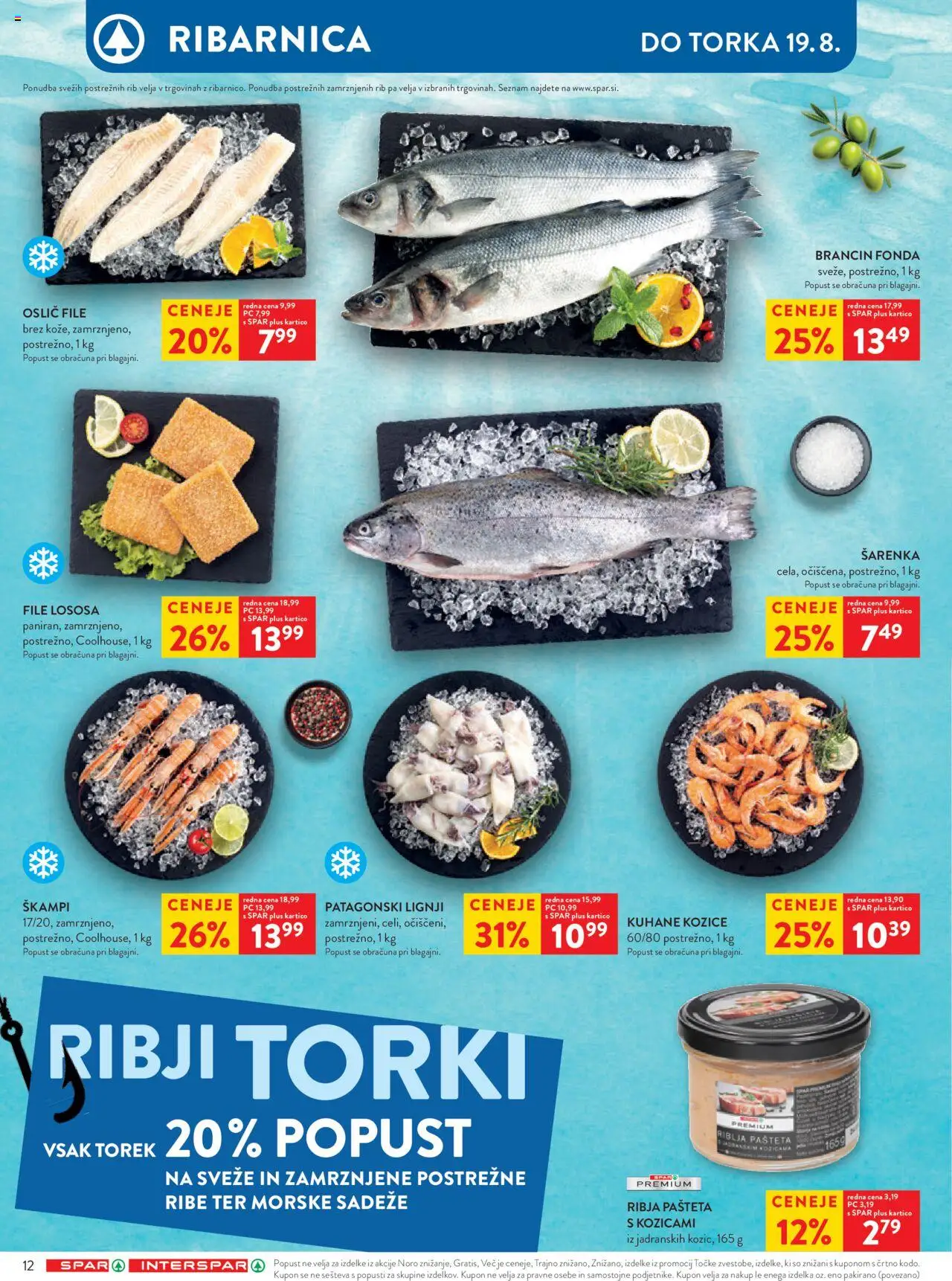 Spar katalog 33/25 │ velja od 13.08.2025 | Stran: 15 | Izdelki: Oslič, Kozice, Pašteta, Ribe
