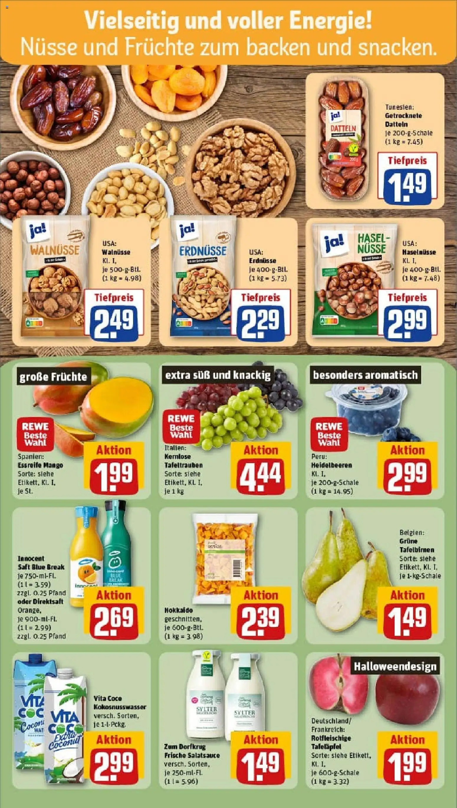 Rewe prospekt Oberhausen	 – gültig ab 26.10.2025 | Seite: 6 | Produkte: Erdnüsse, Walnüsse, Heidelbeeren, Mango