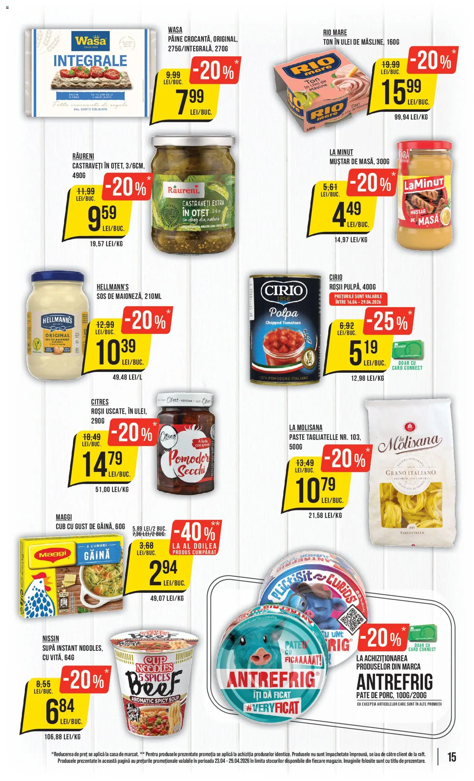 Noul catalog Mega Image – valabil de la 23.04.2026 | Pagină: 15 | Produse: Măsline, Roșii, Castraveți, Sos