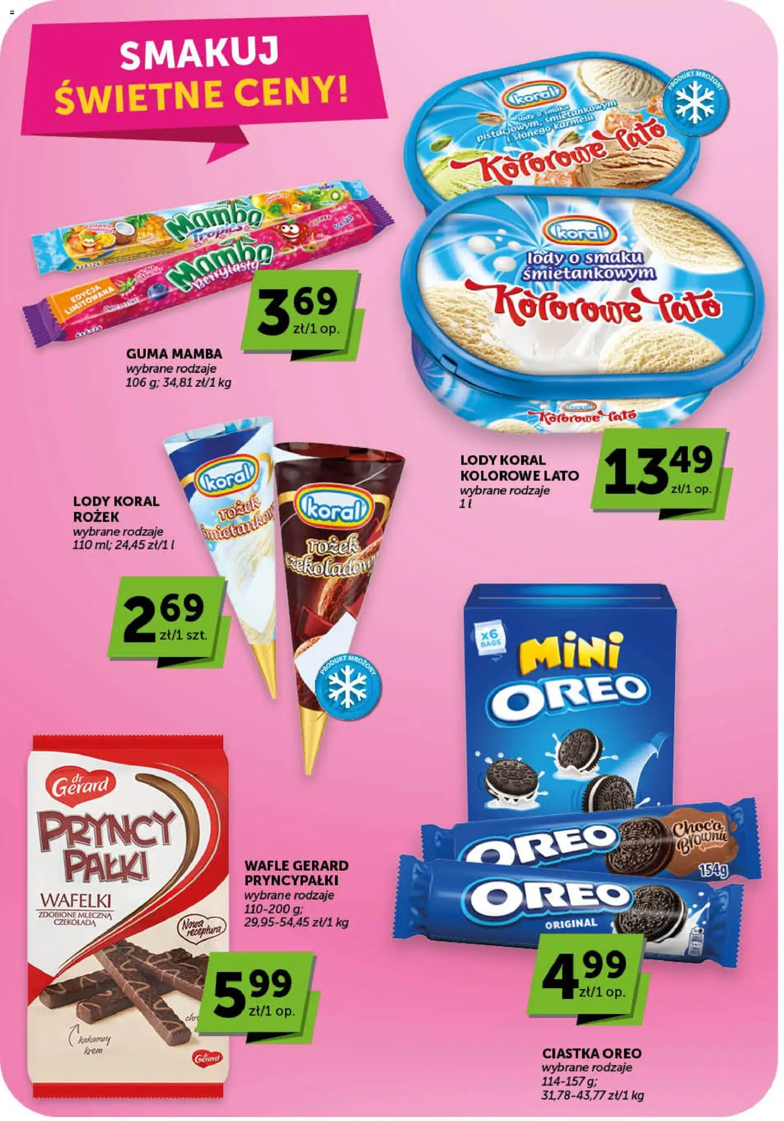 Euro Sklep gazetka - Market od 23.04.2026 | Strona: 21 | Produkty: Wafle, Wafelki, Lody koral, Brownie