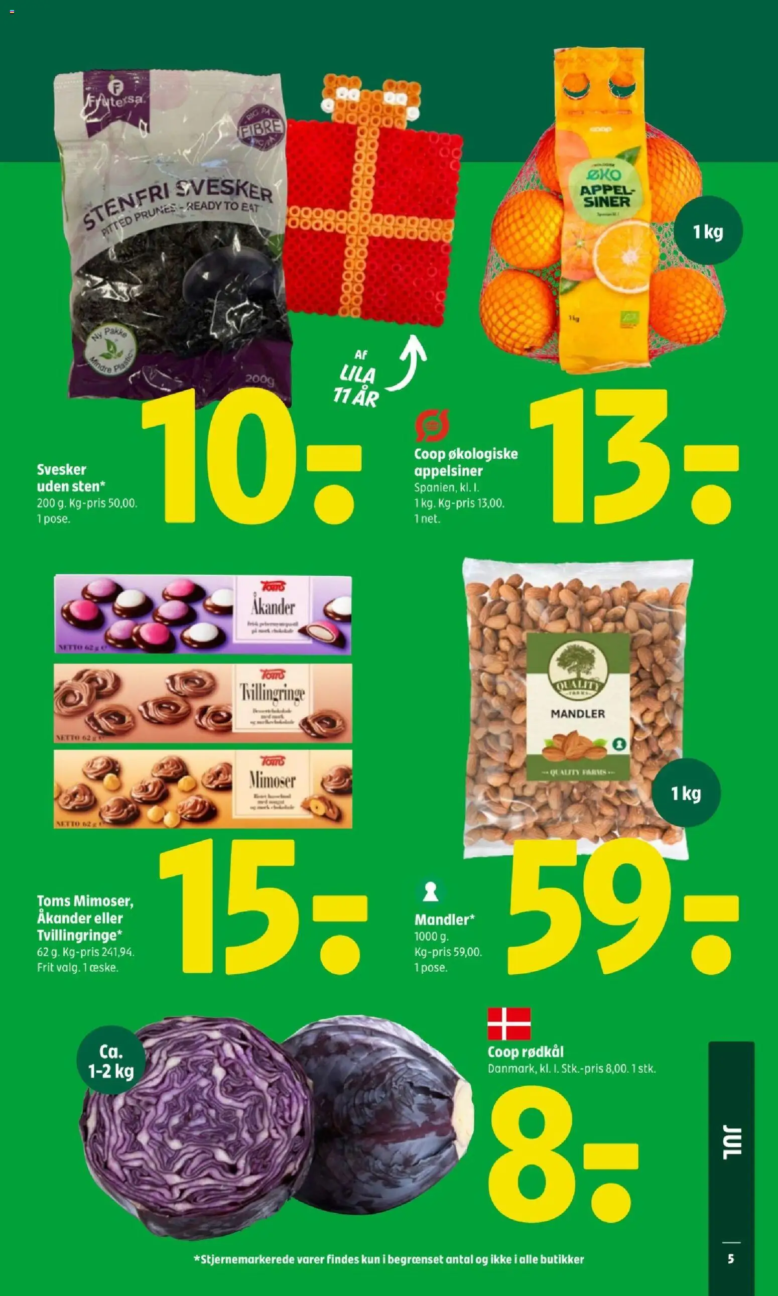 Coop 365 tilbudsavis – gyldig fra 11.12.2025 | Side: 5 | Produkter: Appelsiner, Mandler, Rødkål, Svesker