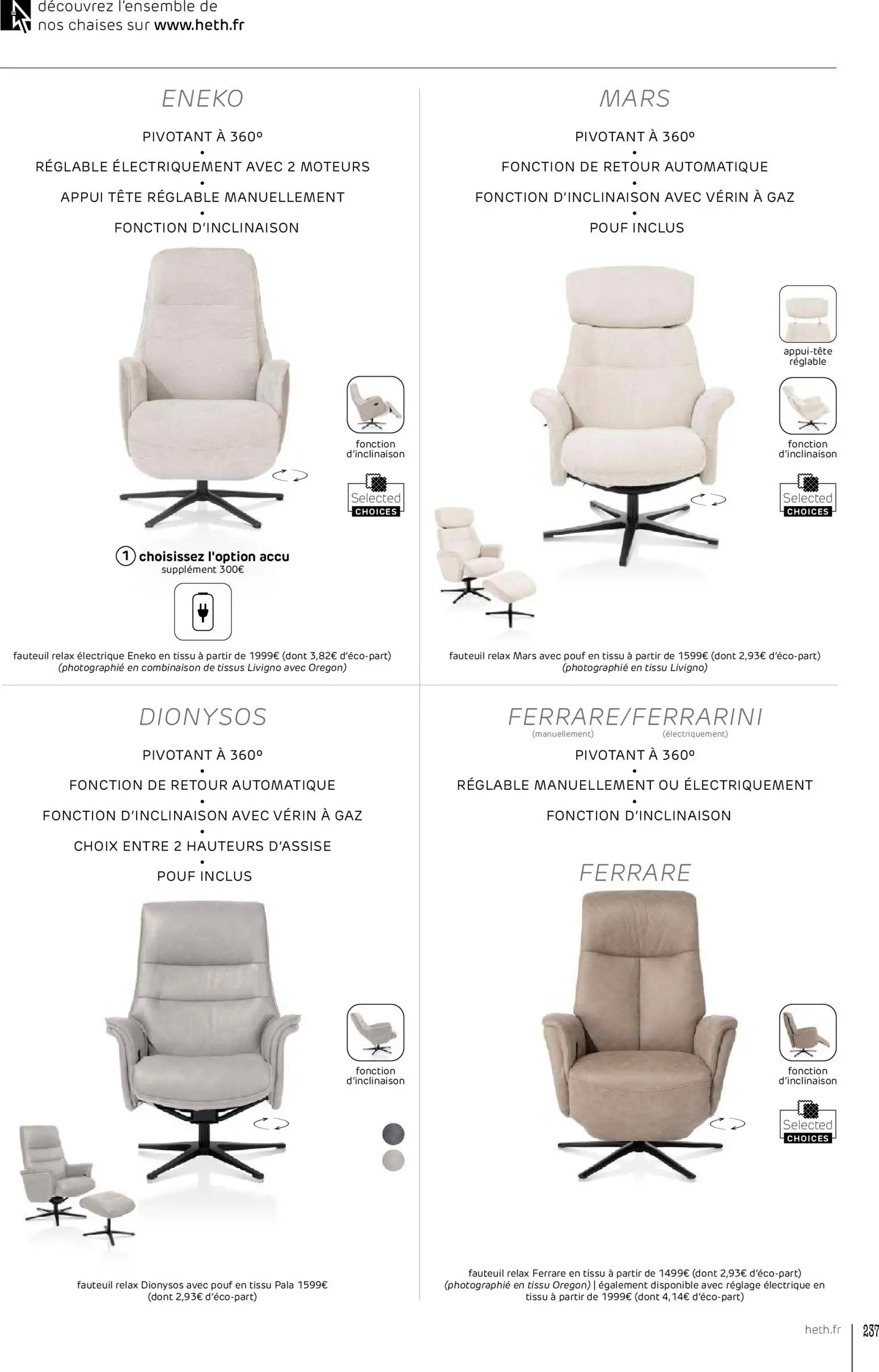 {H1} | Page: 237 | Produits: Fauteuil, Combinaison