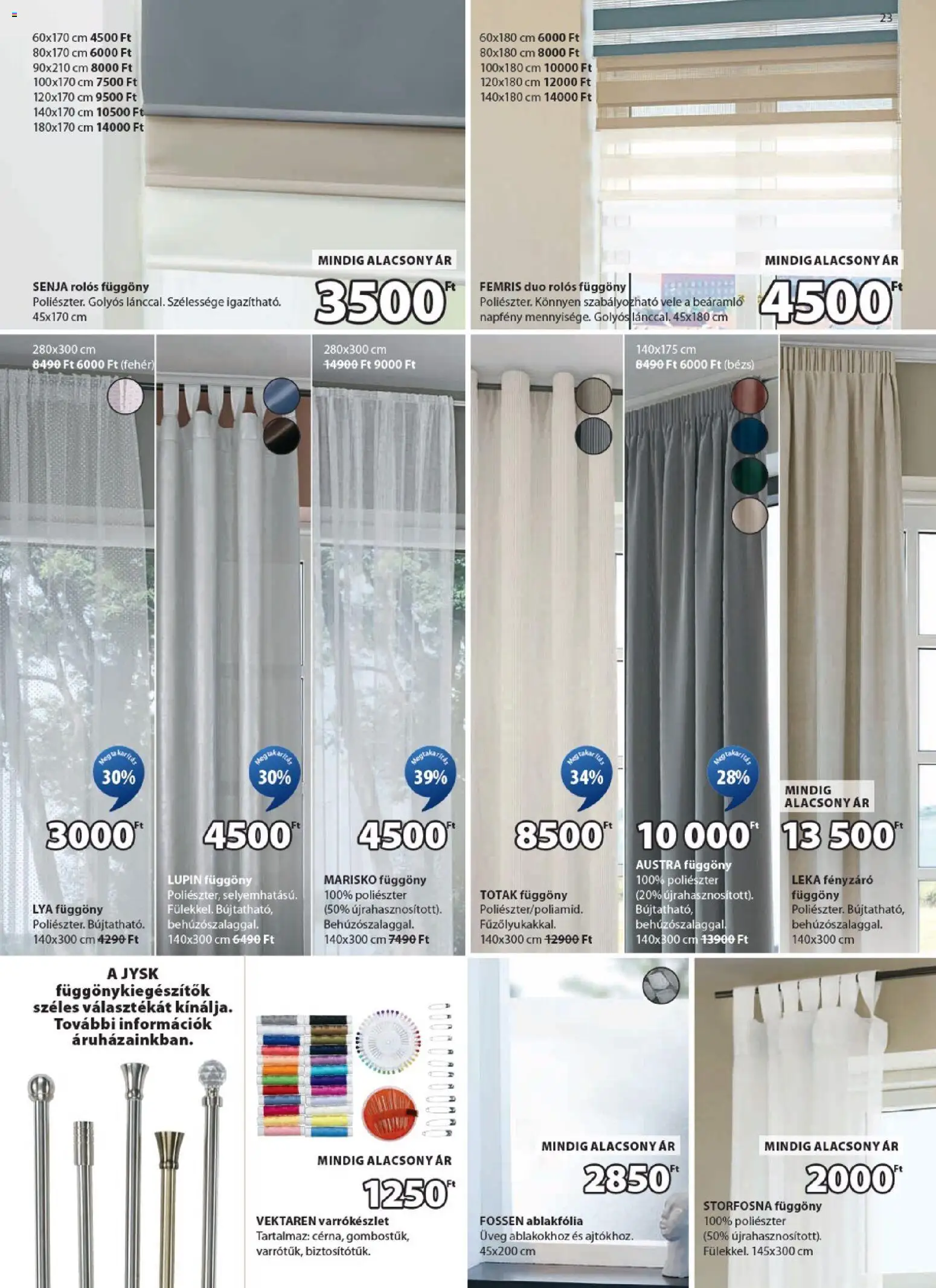 JYSK akciós ujság - amely érvényes a következő dátumtól: 31.12.2025 | Oldal: 23 | Termékek: Függöny, Ablakfólia