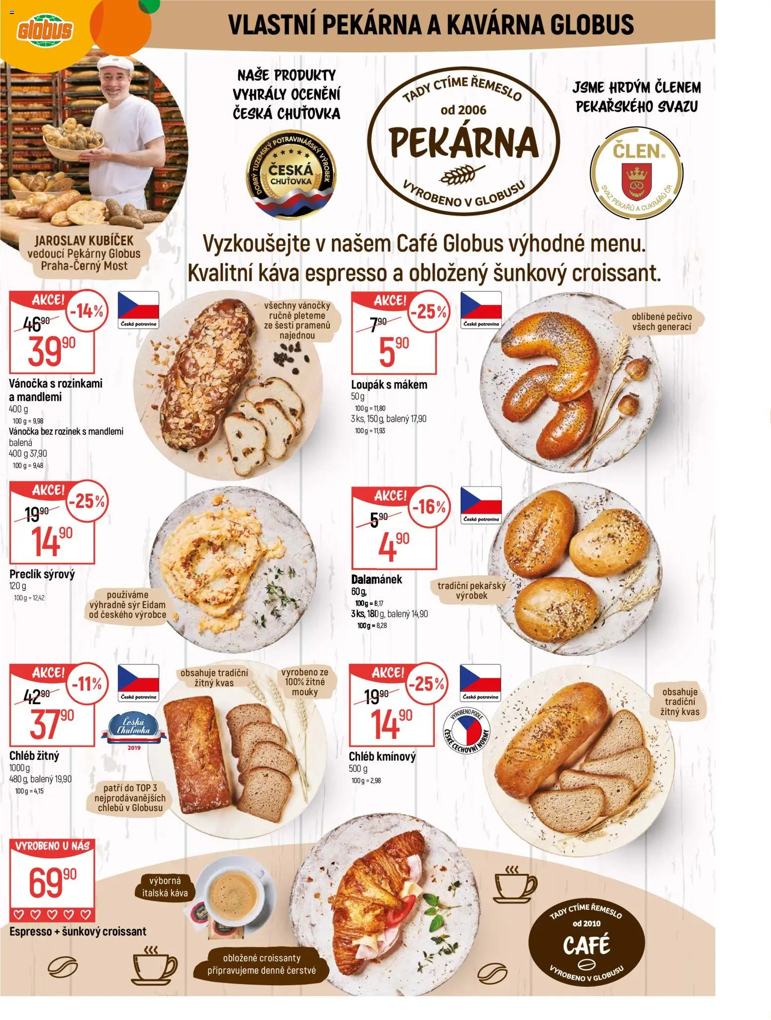 Globus leták - Praha Černý Most od 10.12.2025 | Strana: 4 | Produkty: Chléb, Pečivo, Vánočka, Croissant