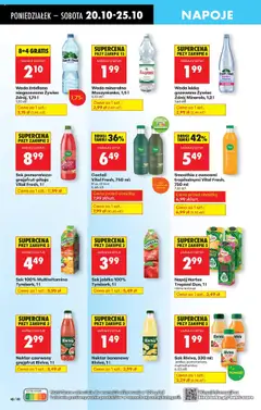 Pogląd oferty "Woda źródlana niegazowana Żywiec Zdrój, Woda źródlana niegazowana" - ważna od 20.10.2025 | Strona: 60 | Produkty: Limonka, Napoje, Smoothie, Woda
