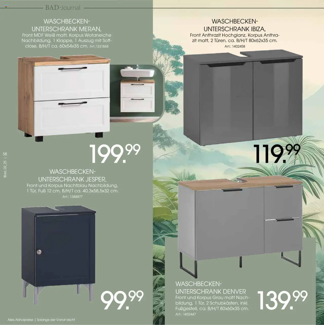 Zurbrüggen - Bad Spezial – gültig ab 11.06.2025 | Seite: 58 | Produkte: Waschbecken, Unterschrank
