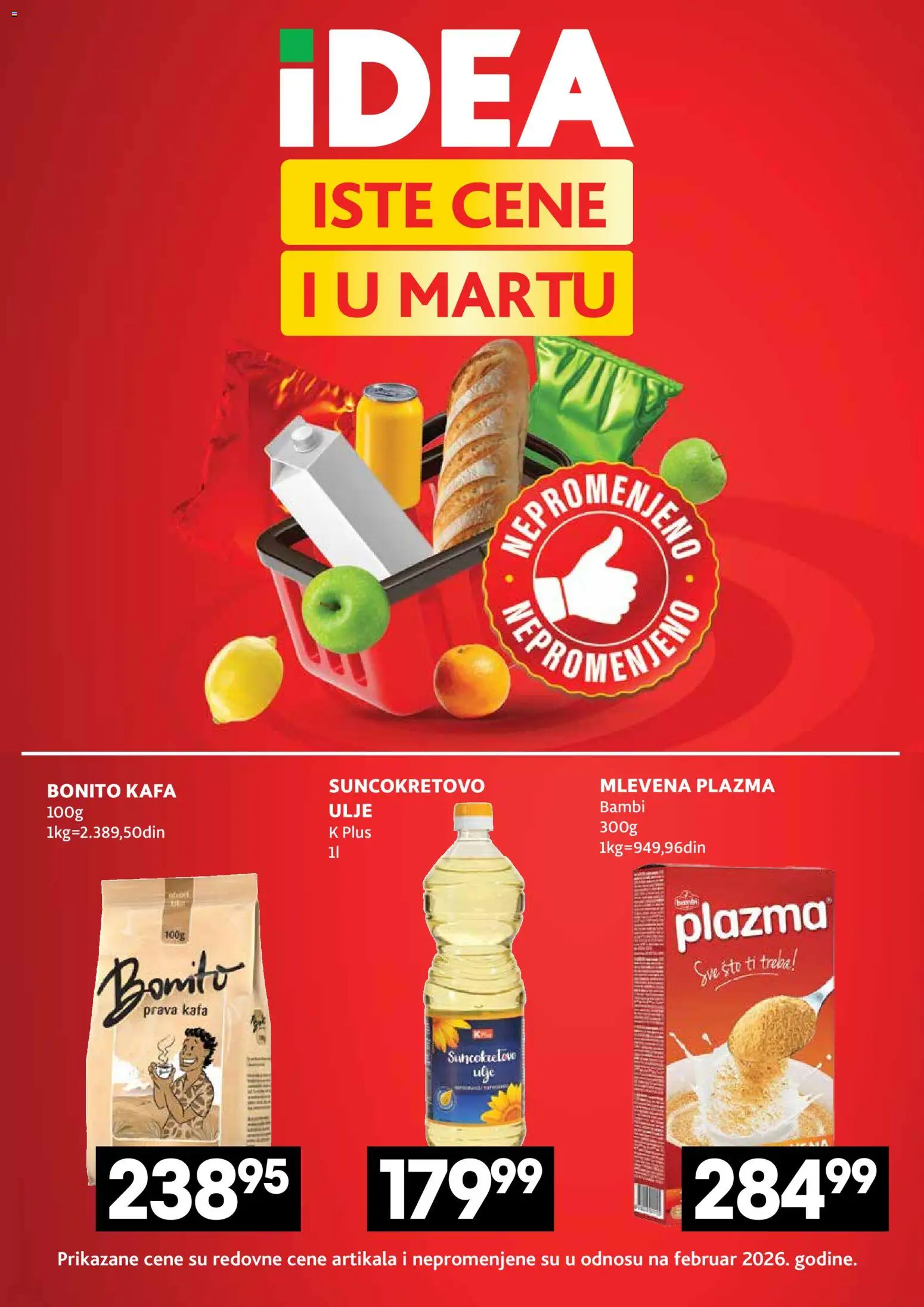 Idea katalog - važi od 26.03.2026 | Strana: 1 | Proizvode: Sto, Mlevena plazma, Ulje, Kafa