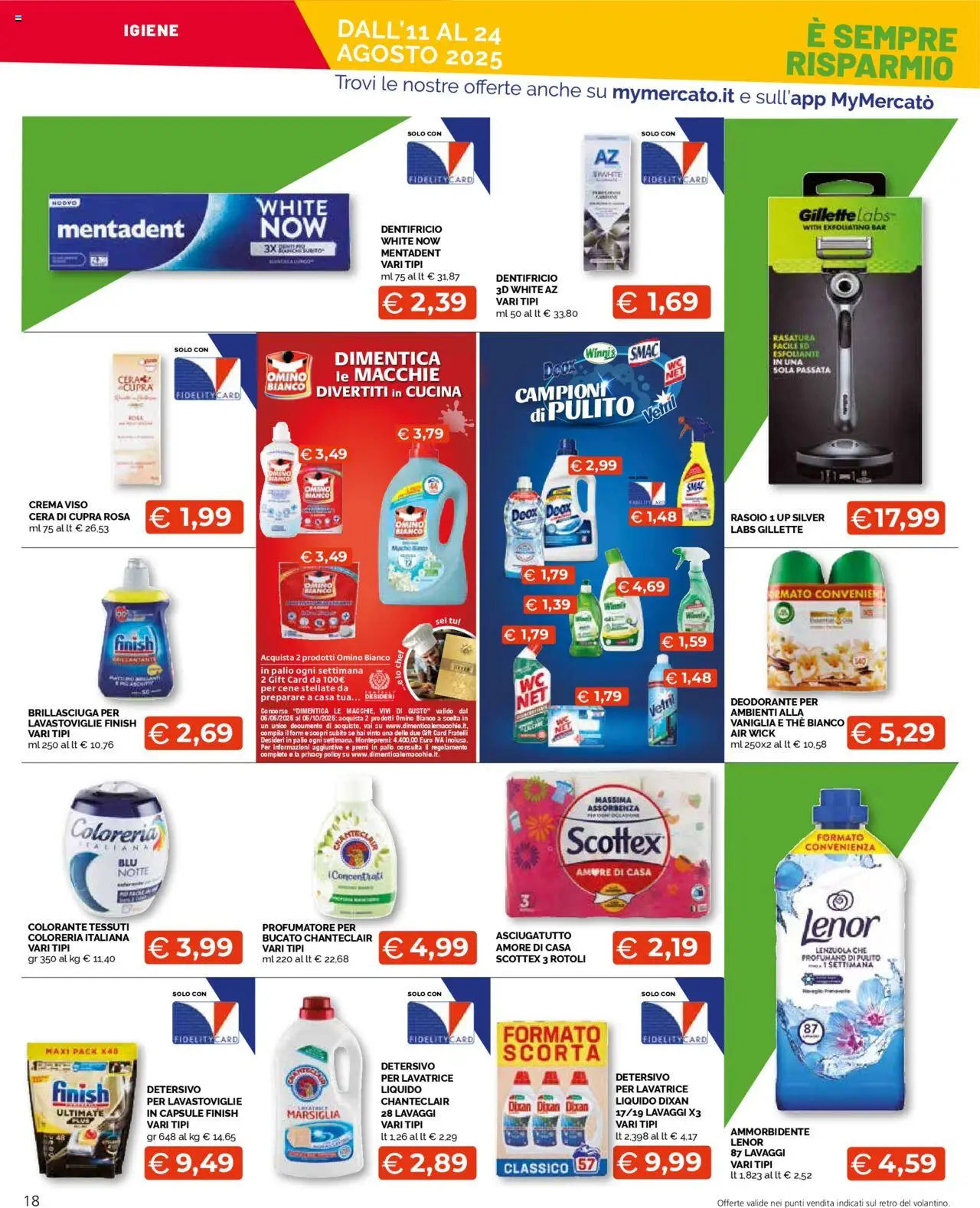 Volantino Mercatò del 11.08.2025 | Pagina: 18 | Prodotti: Crema, Rasoio, Deodorante, Lavatrice
