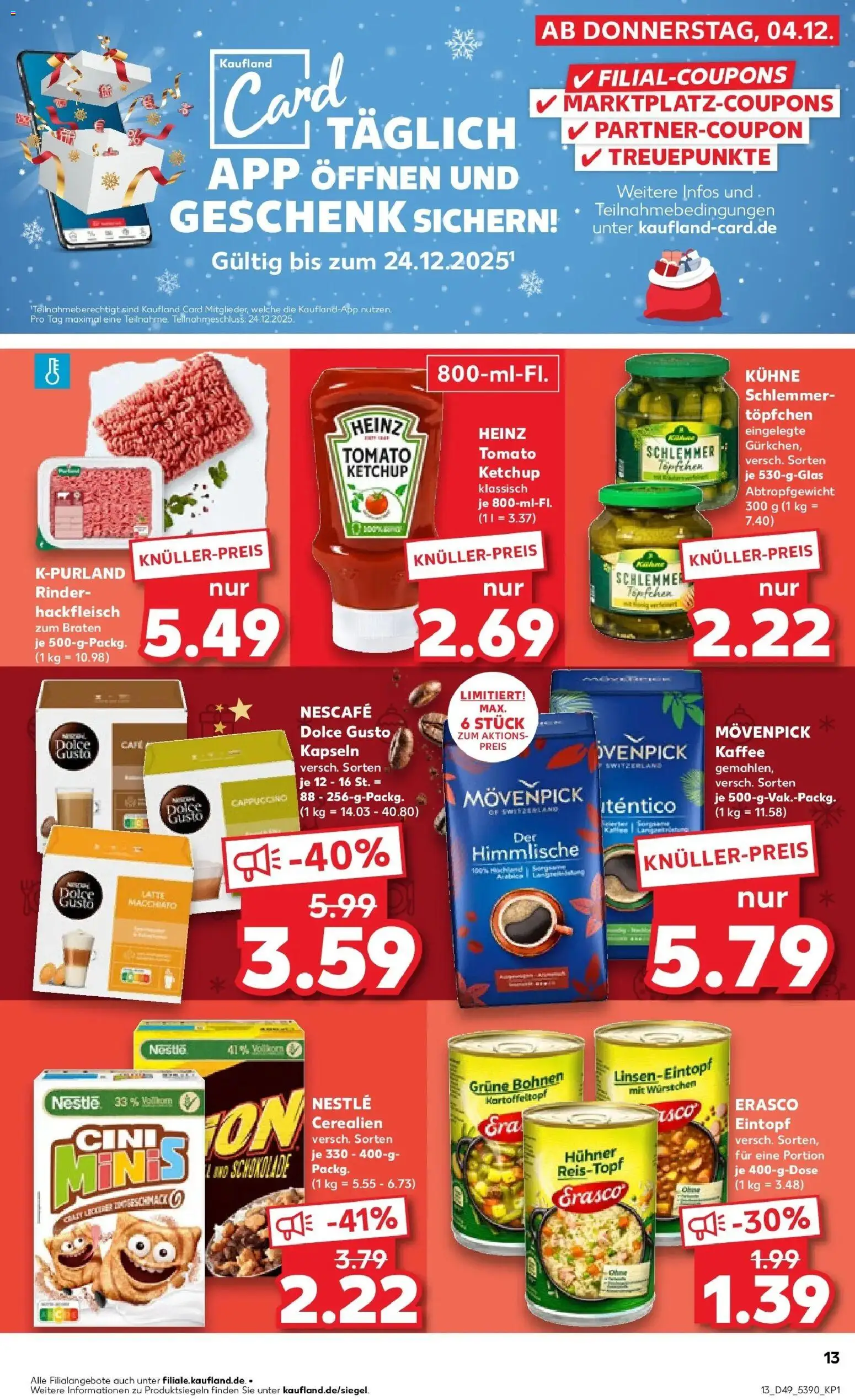 Kaufland prospekt Marktredwitz	 – gültig ab 08.12.2025 | Seite: 13 | Produkte: Schokolade, Movenpick kaffee, Dolce Gusto kapseln, Hackfleisch