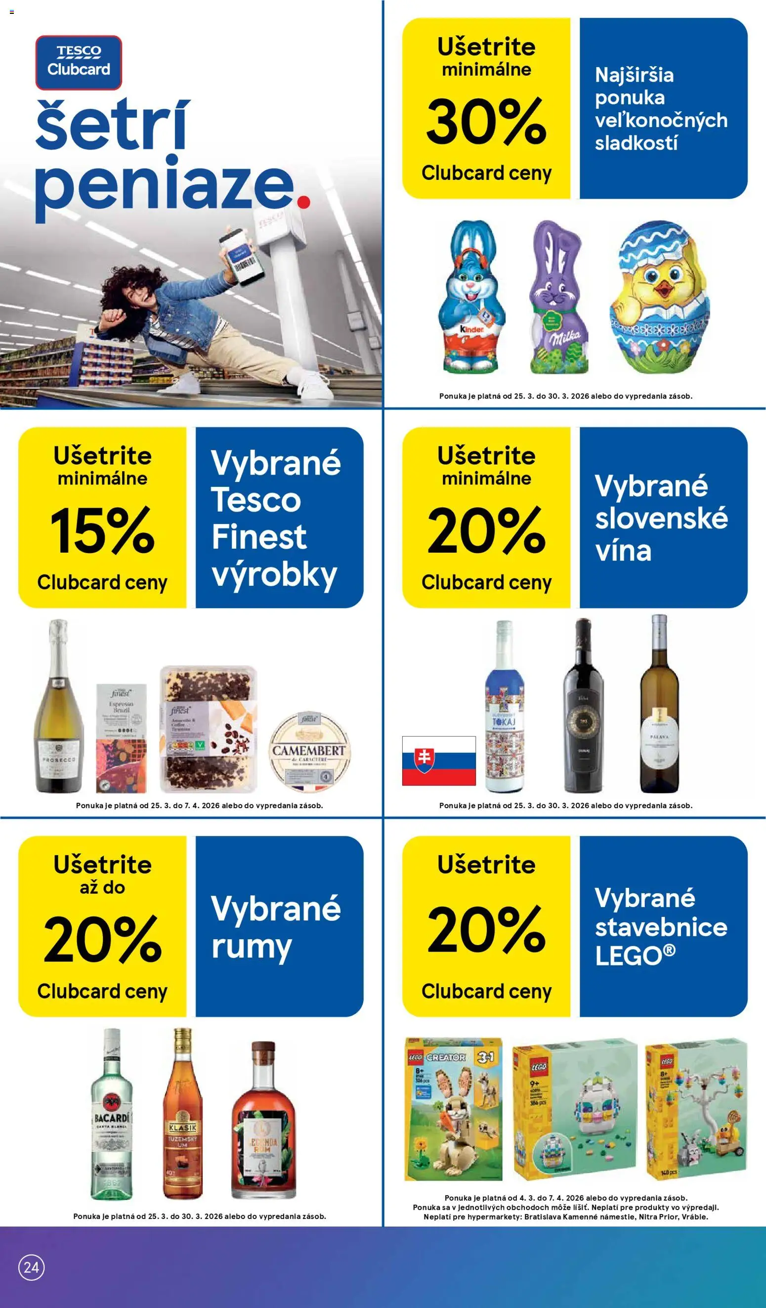Nové Tesco akcie – leták je platný od 25.03.2026 | Strana: 24 | Produkty: Prosecco, Kinder, Milka, Bacardi