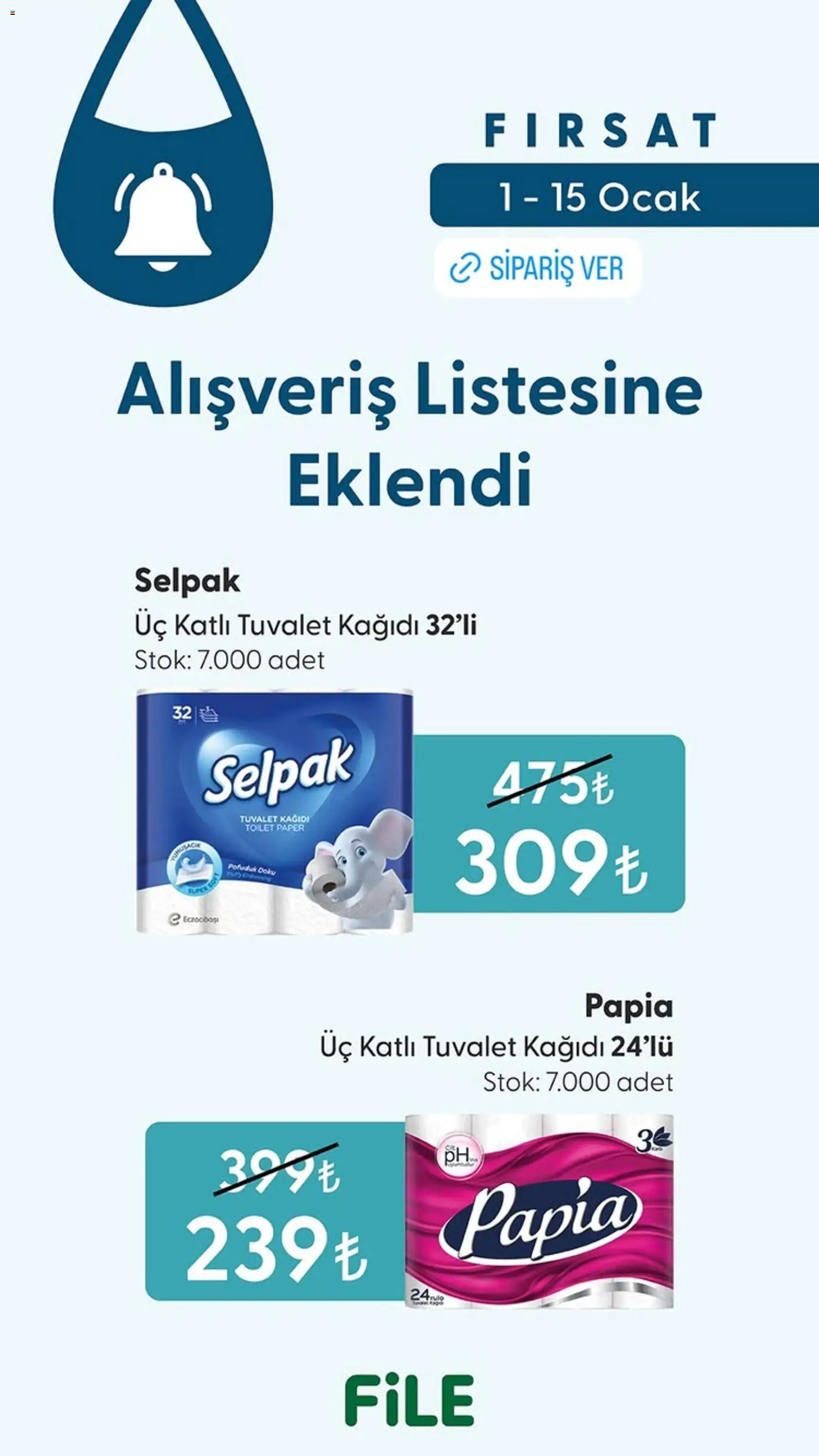 File Market aktüel ürünler kataloğu yayımlandı! Bu hafta 01 - 15 Ocak 2026 günü File Market indirimli ürünleri