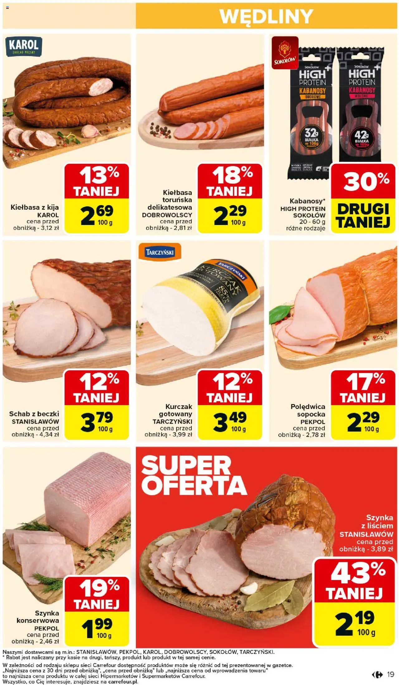 Carrefour Gazetka od 01.09.2025 | Strona: 21 | Produkty: Kiełbasa, Kurczak, Kabanosy, Szynka