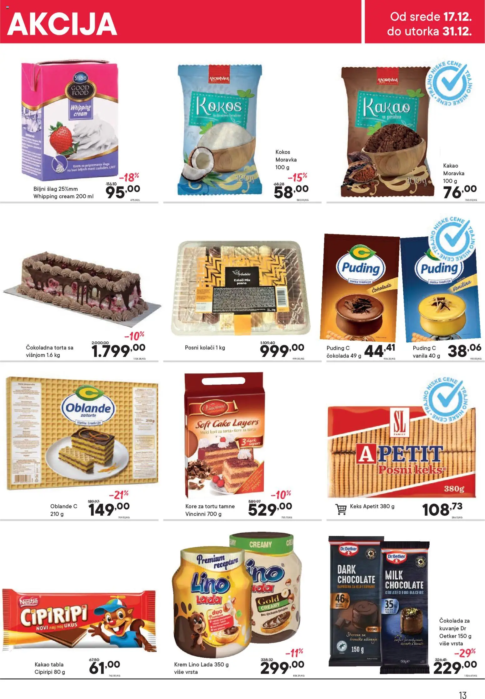 PerSu katalog - važi od 17.12.2025 | Strana: 13 | Proizvode: Šlag, Kore za tortu, Lino lada, Torta