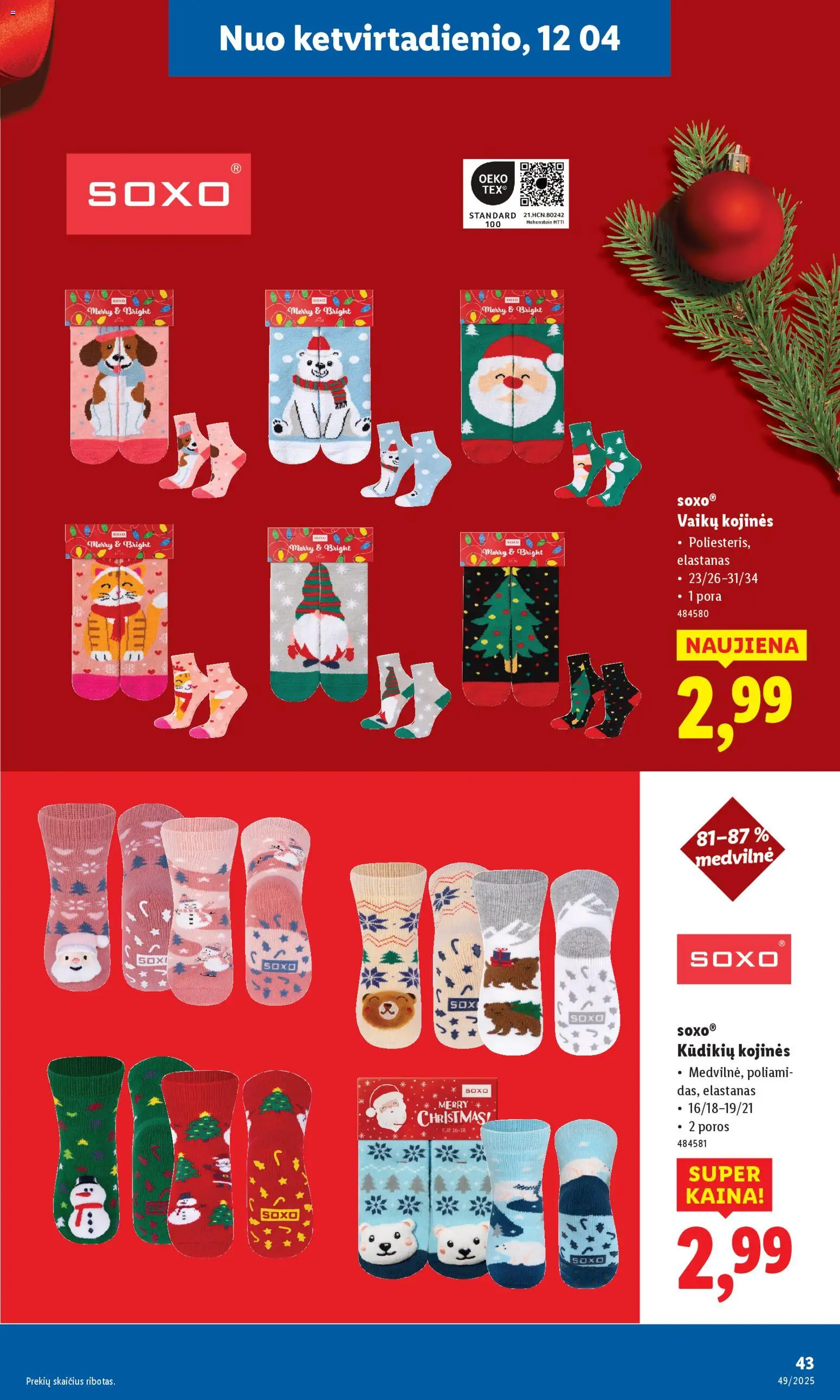 LIDL akcijos nuo 01.12.2025 | Puslapis: 43 | Prekių: Kojinės