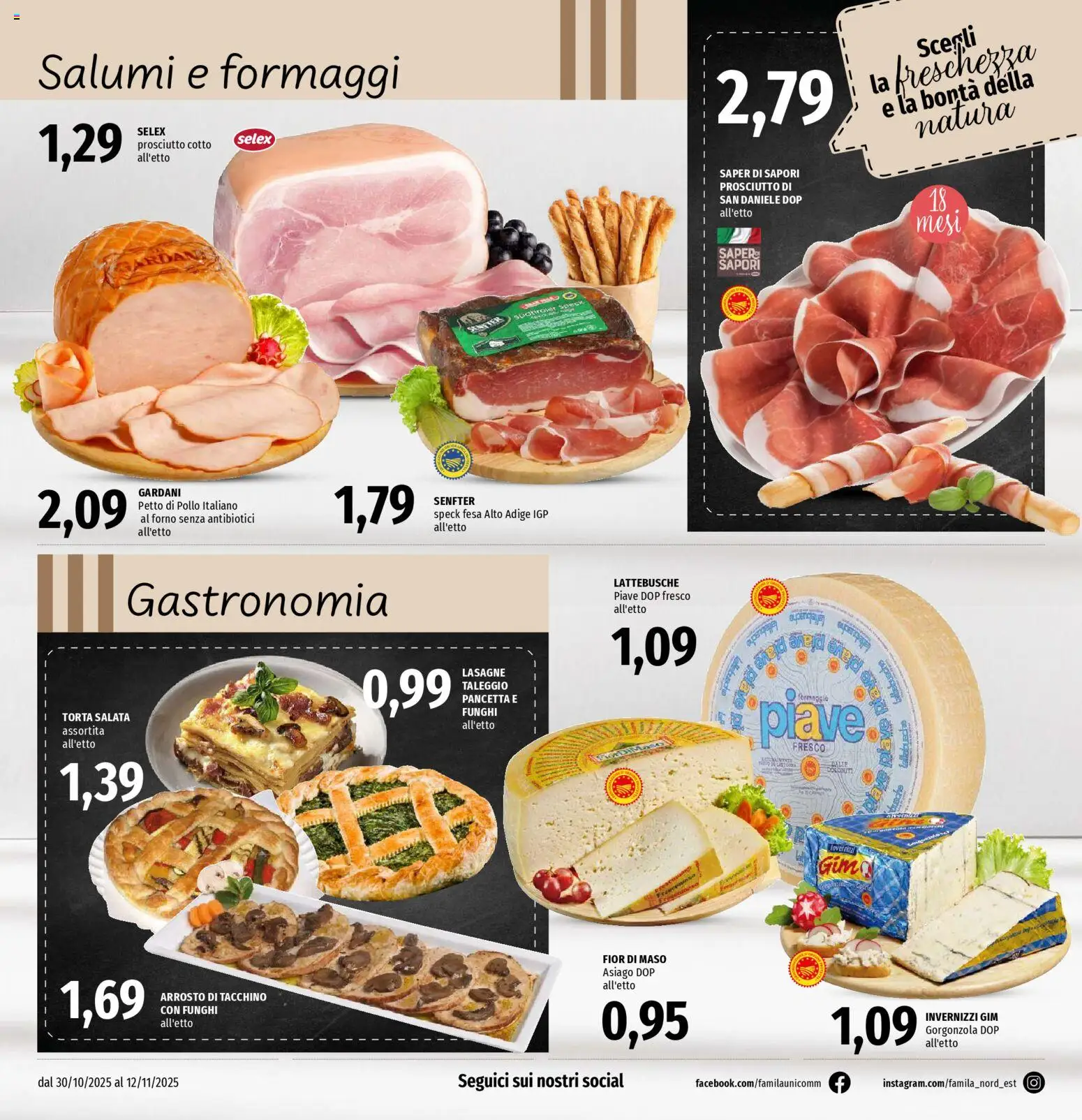 Volantino Famila del 30.10.2025 | Pagina: 10 | Prodotti: Arrosto, Pancetta, Prosciutto, Forno