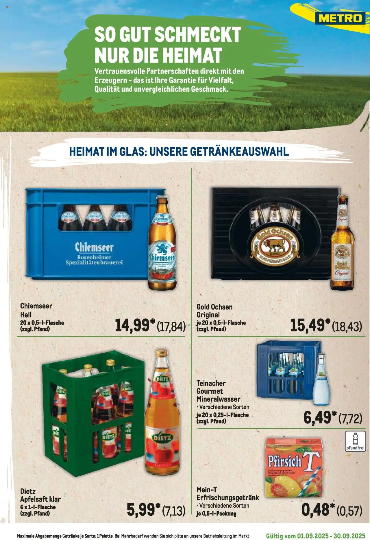 Metro Regionaler Flyer - gültig ab dem 01.09.2025 | Seite: 119 | Produkte: Apfelsaft, Mineralwasser, Pfirsich