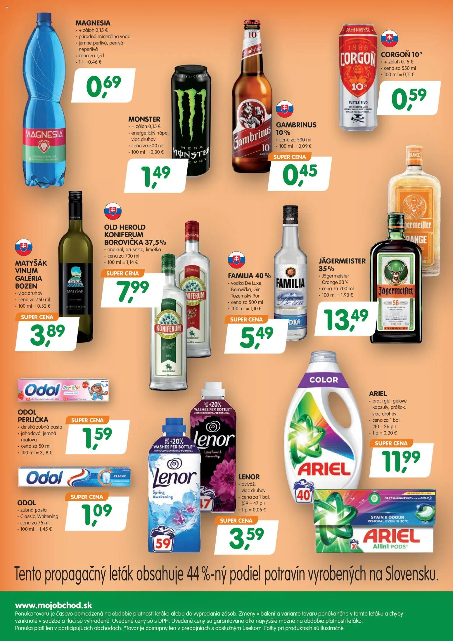 Nové Môj obchod akcie – leták je platný od 16.01.2026 | Strana: 4 | Produkty: Limetka, Borovička, Zubná pasta, Voda