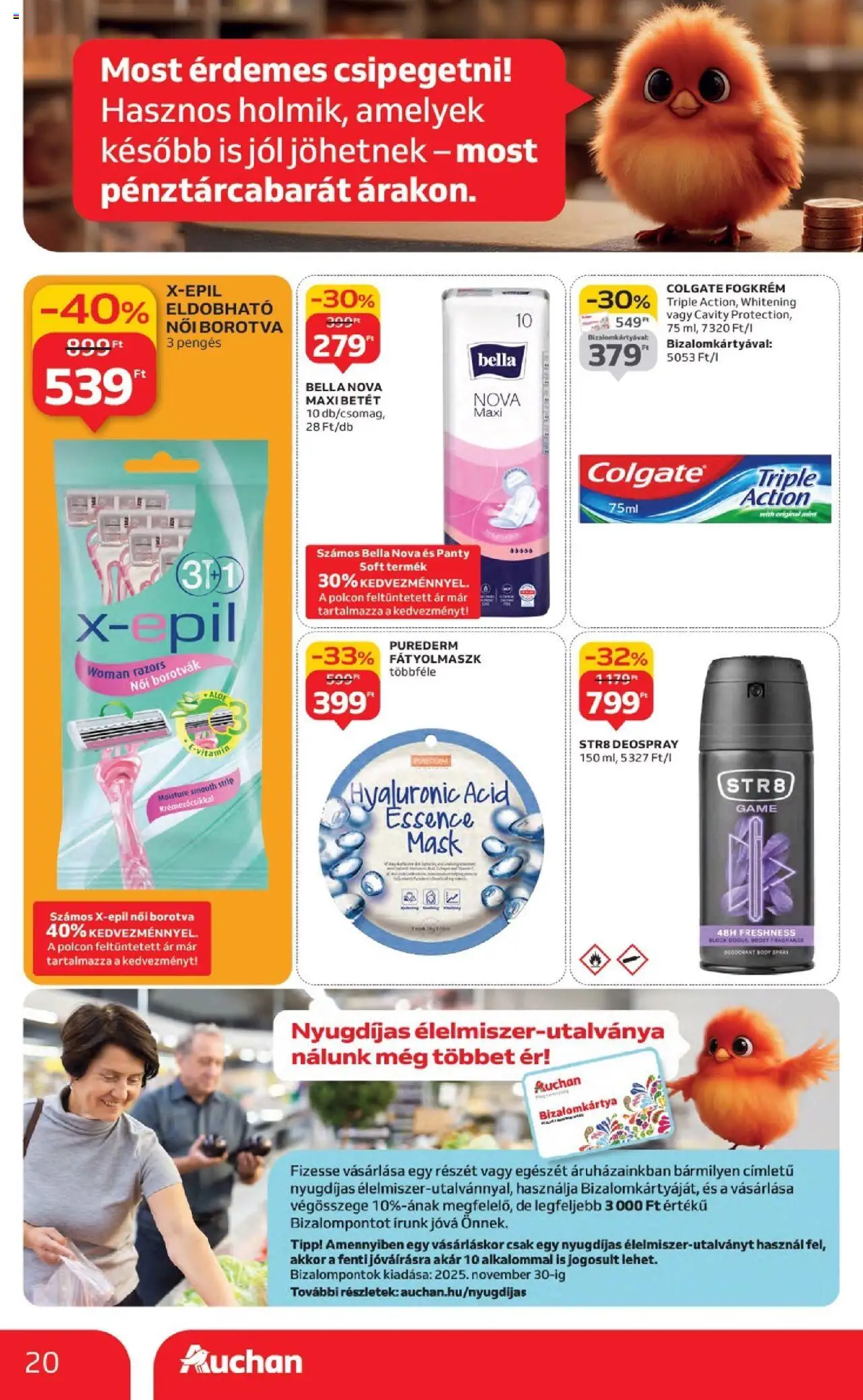 Auchan akciós ujság - amely érvényes a következő dátumtól: 18.09.2025 | Oldal: 20 | Termékek: Body, Borotva, Fogkrém