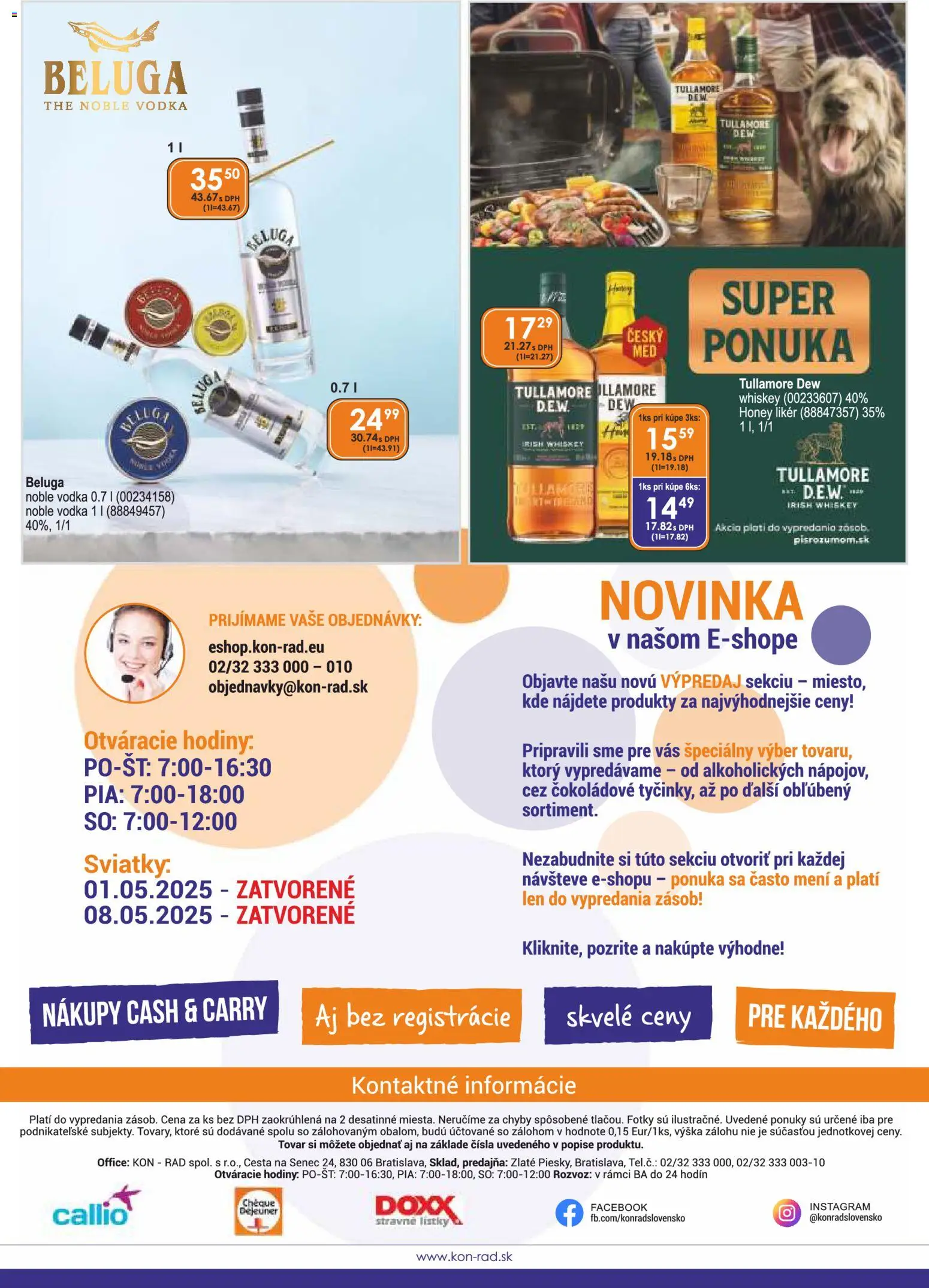 Nové KON - RAD akcie – leták je platný od 01.05.2026 | Strana: 44 | Produkty: Hodiny, Vodka, Tullamore Dew