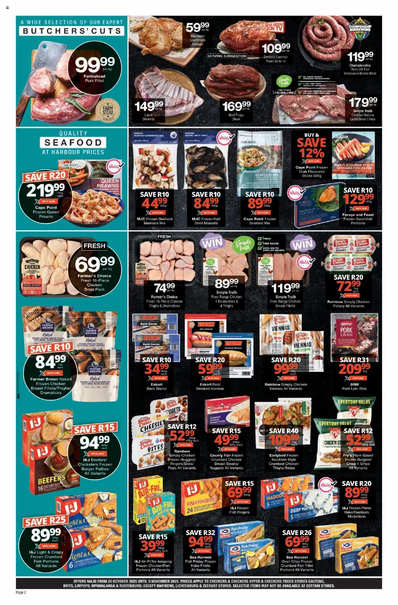 New Checkers catalogue – valid from 20.10.2025 | Page: 2 | Products: Polony, Chicken, Fish, Fry's