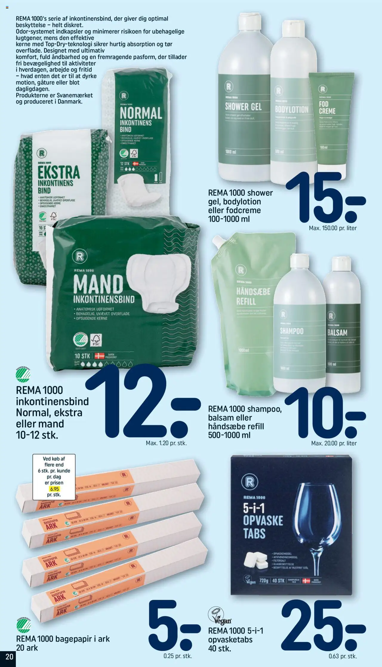 Rema 1000 tilbudsavis – gyldig fra 14.09.2025 | Side: 20 | Produkter: Shampoo, Balsam, Opvaskemiddel, Tablets