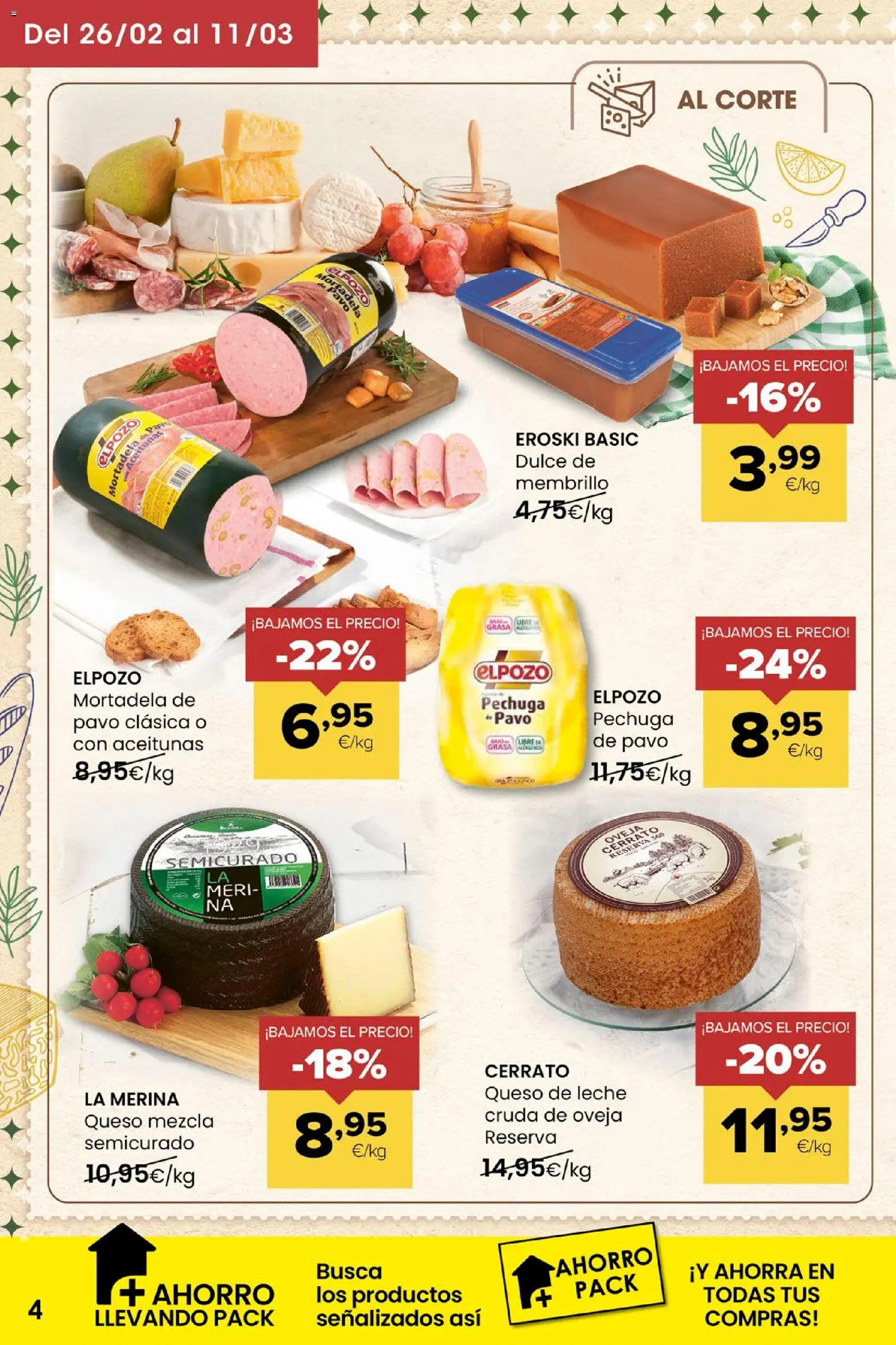 Eroski folleto │ válido desde el 26.02.2026 | Página: 4 | Productos: Leche, Queso, Mortadela