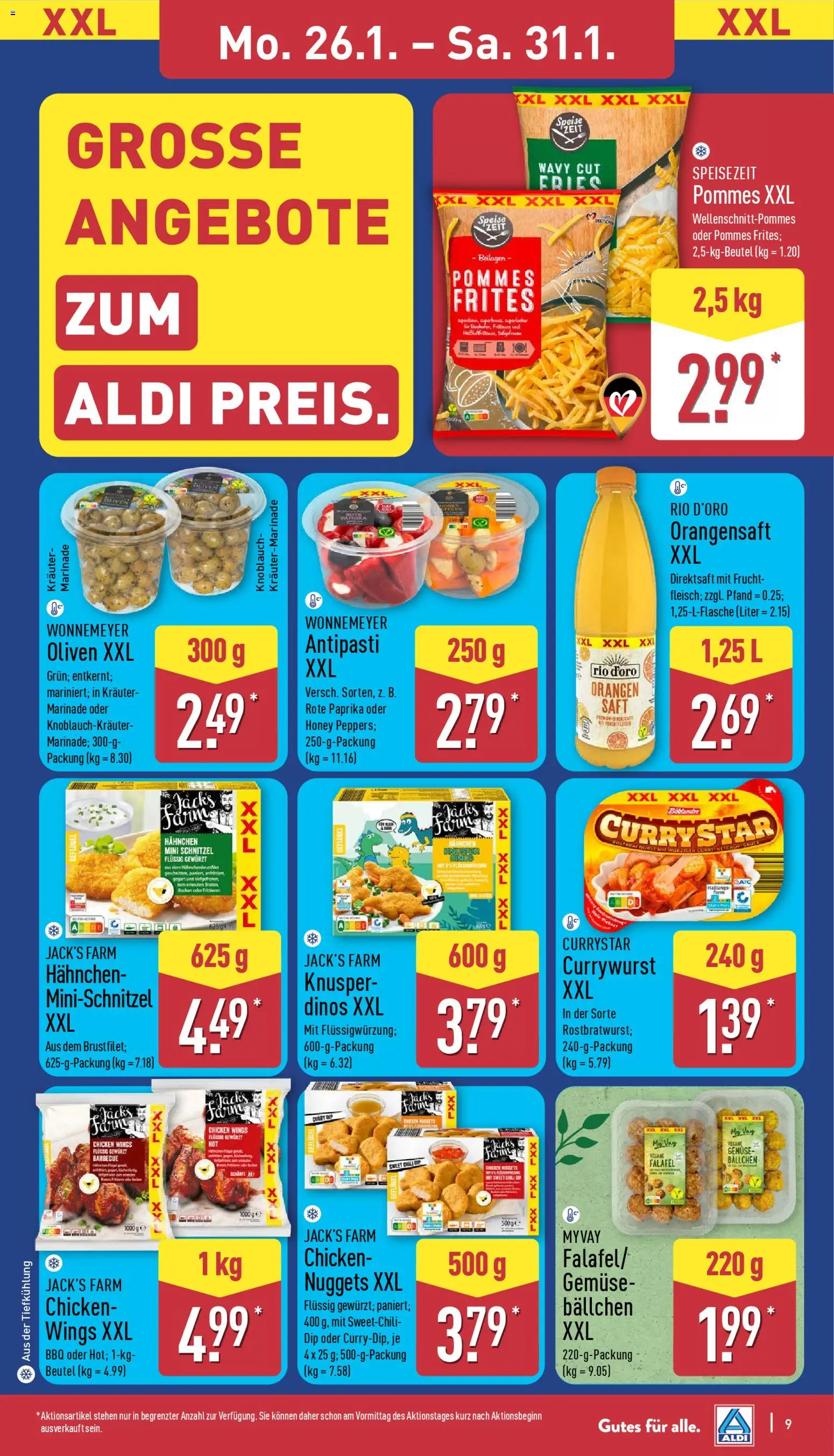 Aldi Prospekt 	 – gültig ab 26.01.2026 | Seite: 11 | Produkte: Pommes frites, Schnitzel, Orangensaft, Paprika