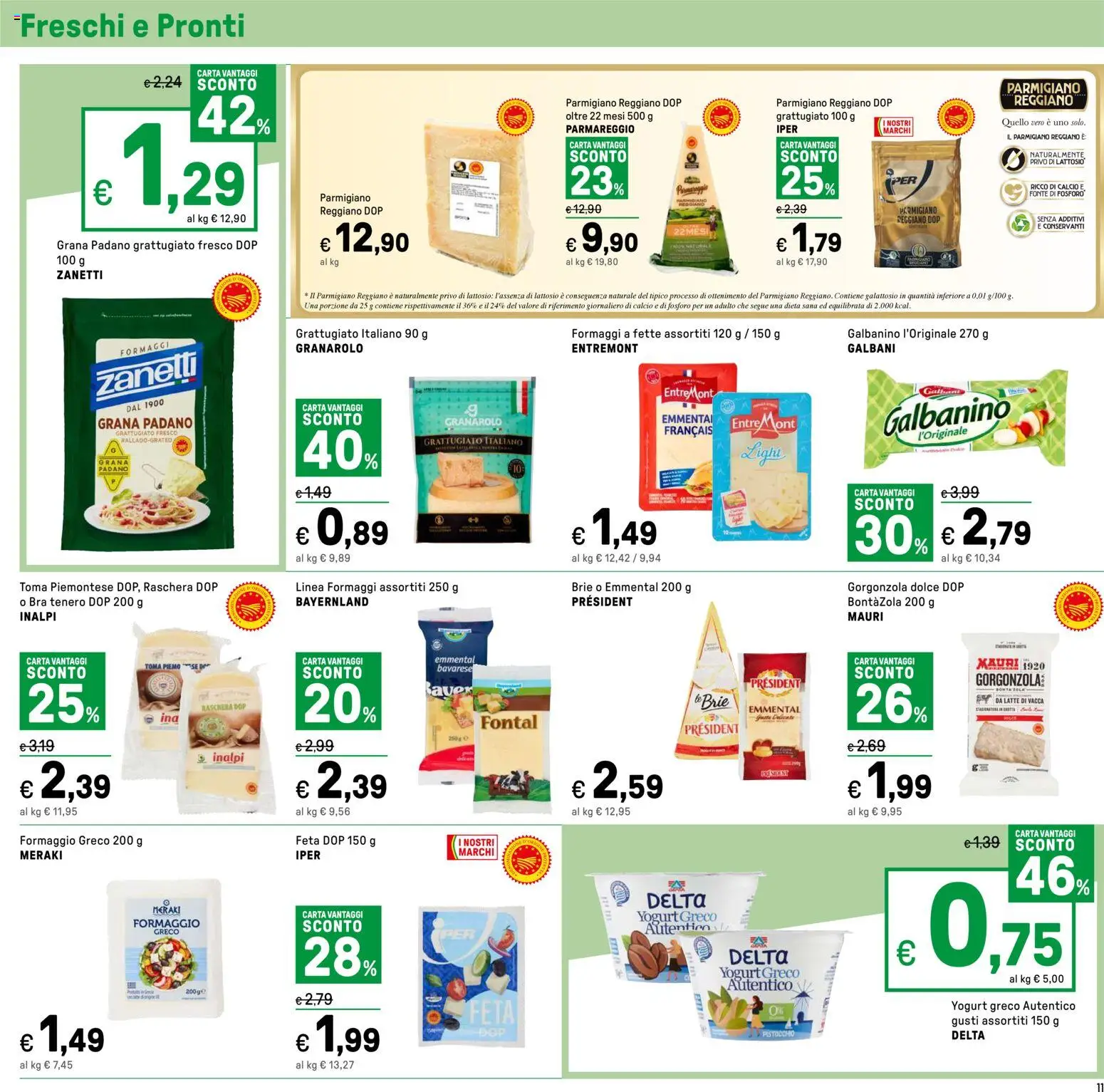 Volantino Iper del 16.04.2026 | Pagina: 11 | Prodotti: Yogurt, Formaggio, Grana Padano, Parmigiano