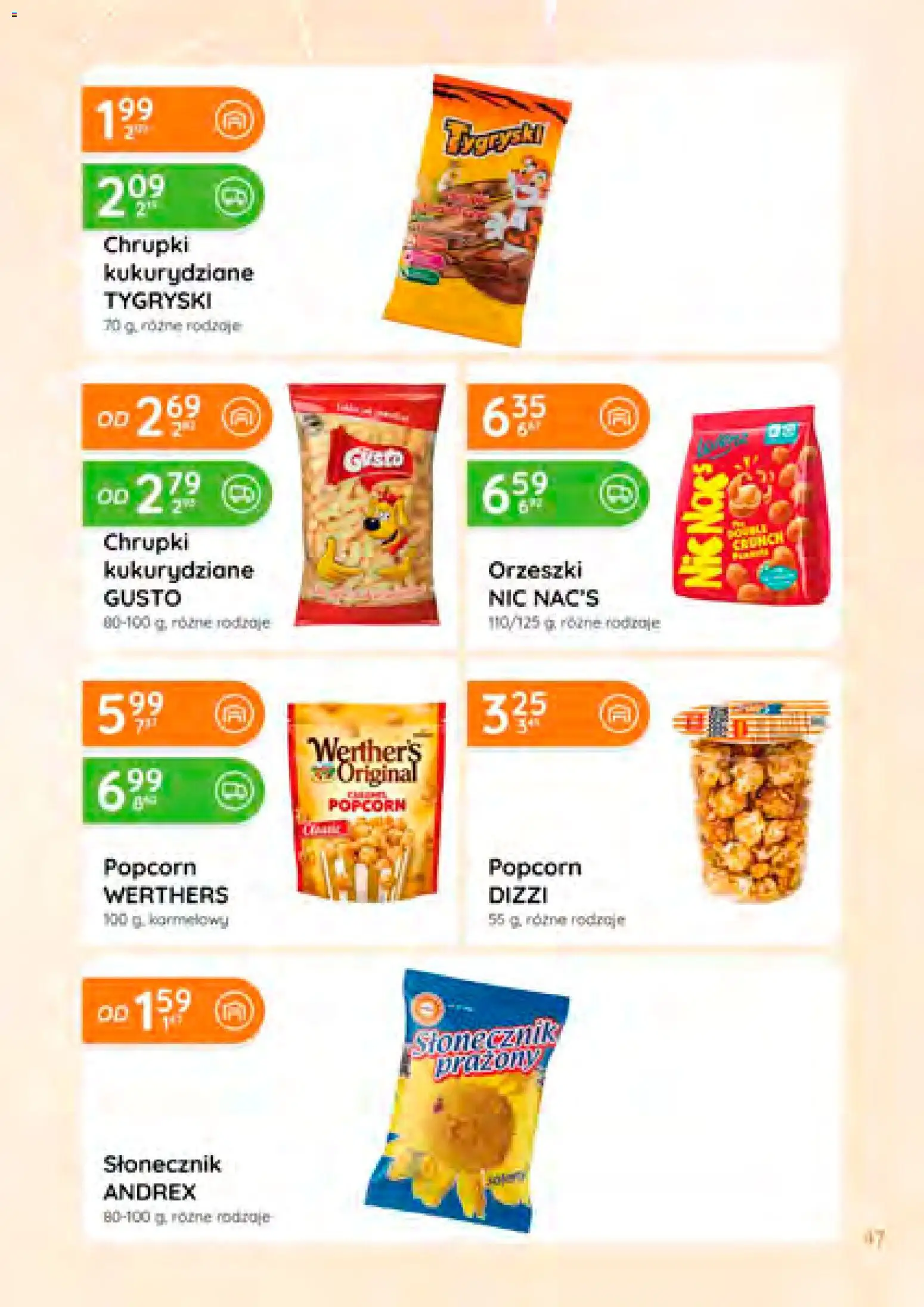 Eurocash Gazetka od 08.01.2026 | Strona: 47 | Produkty: Chrupki, Słonecznik, Popcorn, Słonecznik prażony