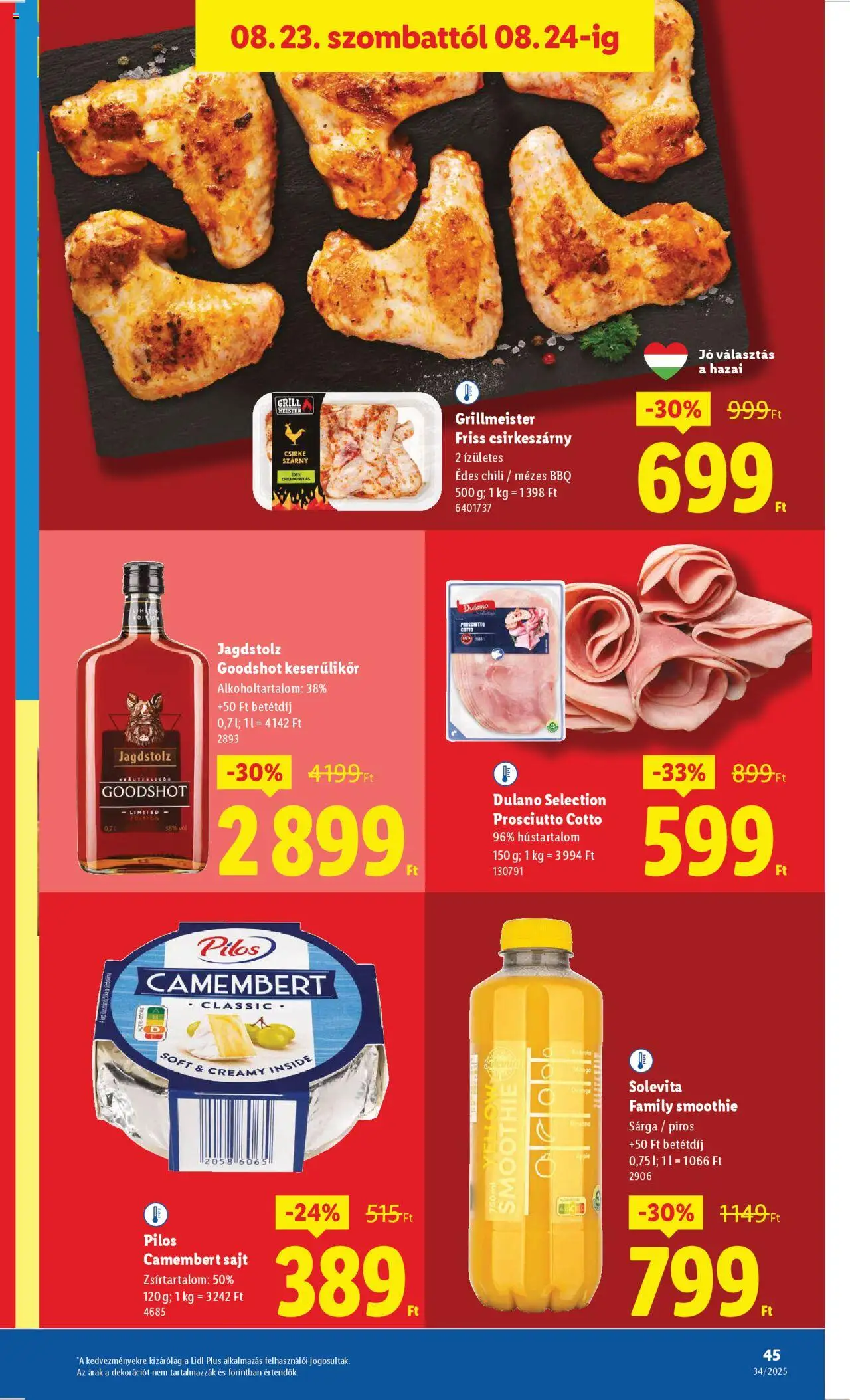Lidl akciós ujság - amely érvényes a következő dátumtól: 21.08.2025 | Oldal: 45 | Termékek: Chili, Sajt, Smoothie, Camembert