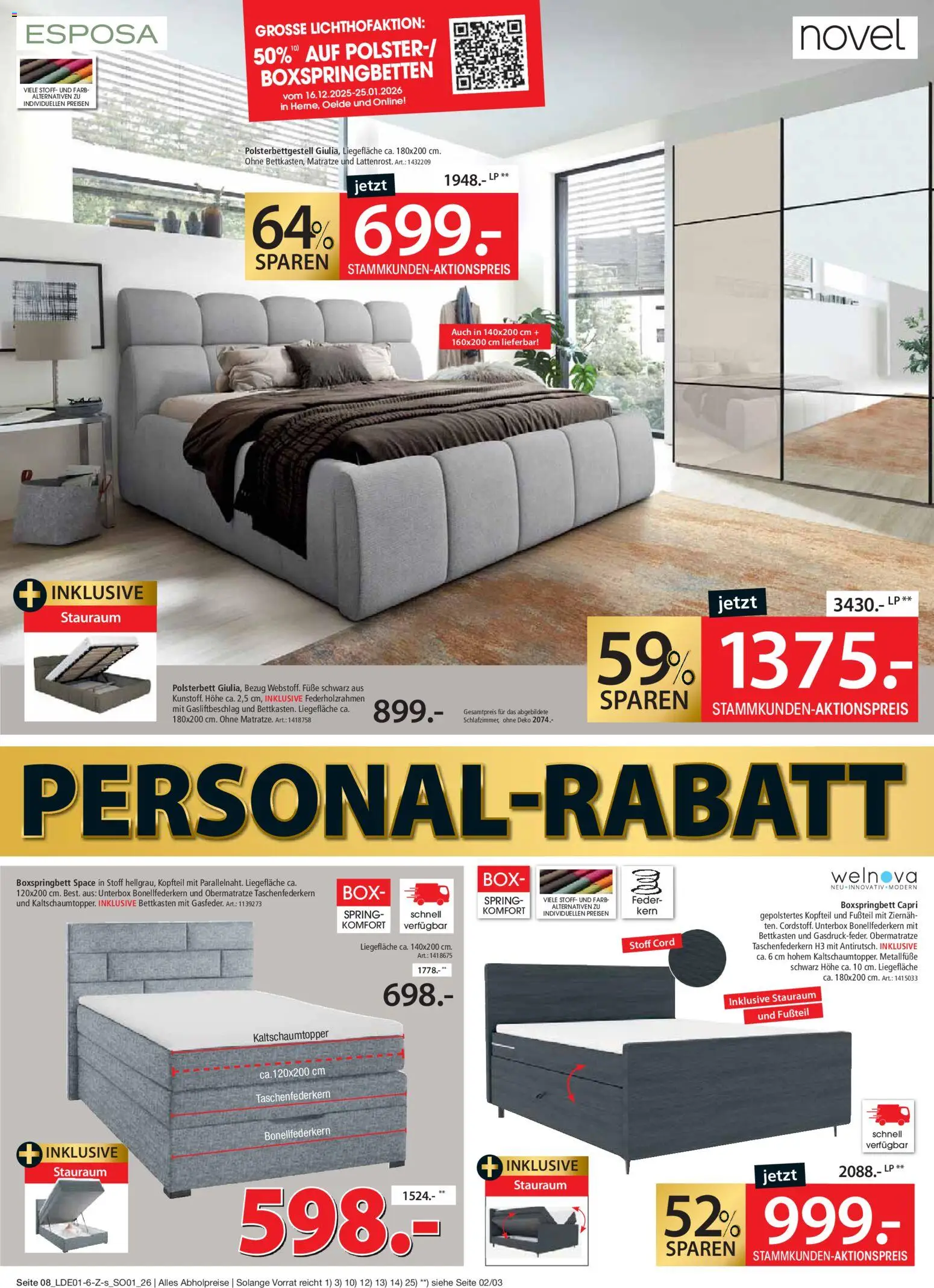 Zurbrüggen Personal-Rabatt für Alle – gültig ab 12.01.2026 | Seite: 8 | Produkte: Matratze, Boxspringbett, Polsterbett, Box