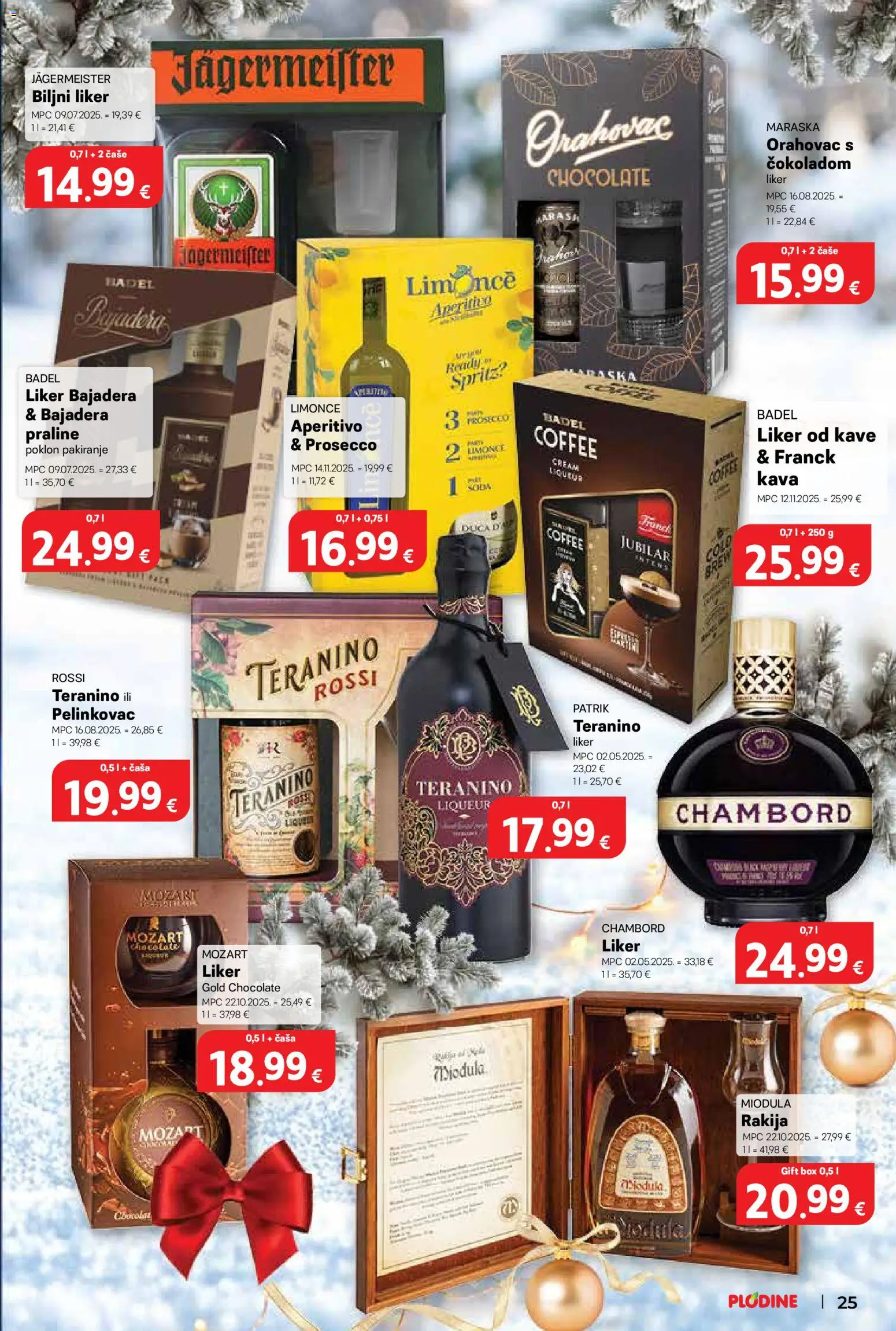 Plodine katalog | vrijedi od 26.11.2025 | Stranica: 25 | Proizvodi: Pelinkovac, Jägermeister, Liker, Teranino