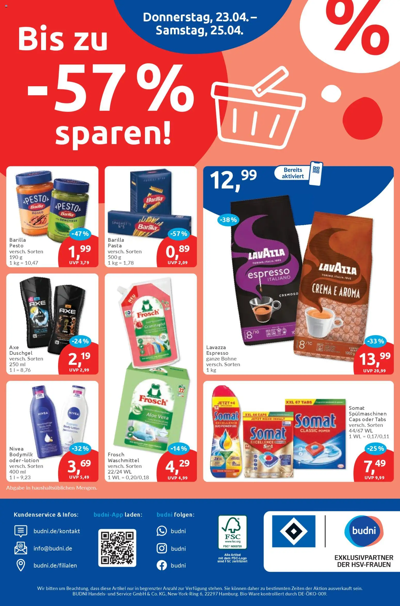 Budni Prospekt 	 – gültig ab 20.04.2026 | Seite: 8 | Produkte: Barilla, Duschgel, Body Lotion, Pasta