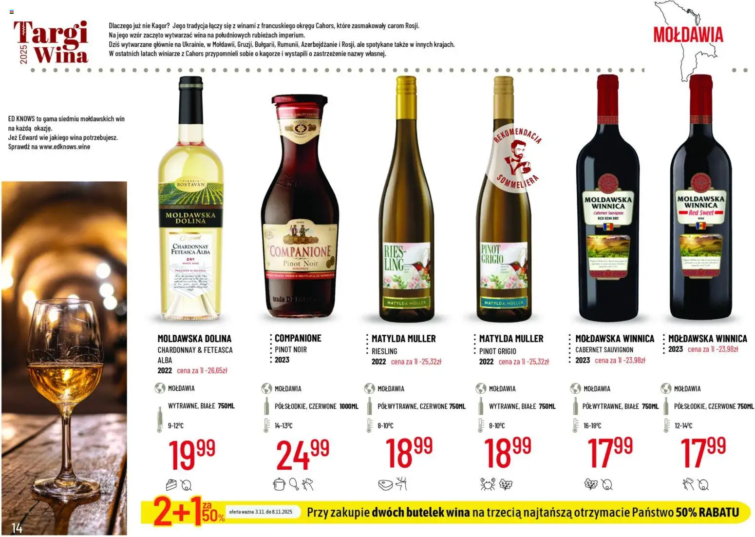 E.Leclerc Gazetka - Radom od 03.11.2025 | Strona: 14 | Produkty: Riesling, Chardonnay, Kagor