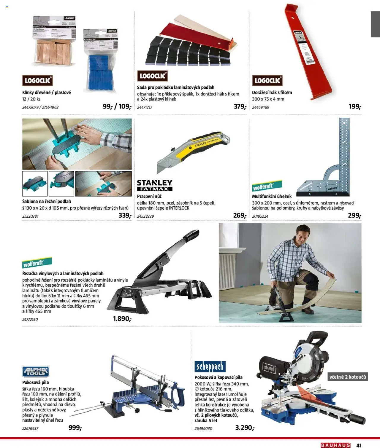 Bauhaus katalog Podlahové krytiny od 01.08.2025 | Strana: 41 | Produkty: Zásobník, Pokosová pila, Řezačka, Pila