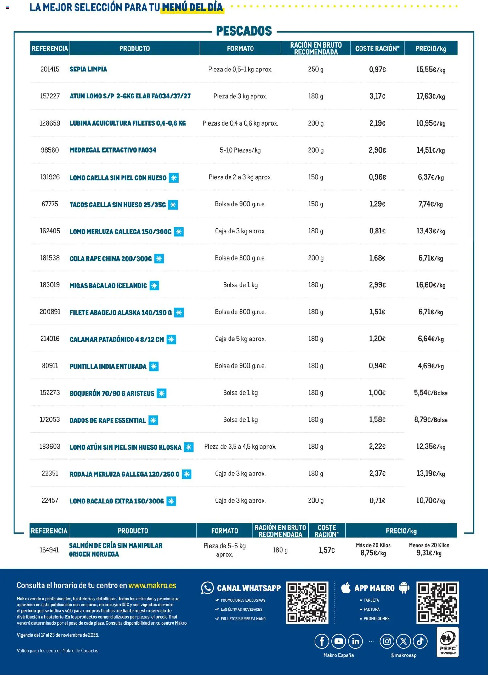 Makro - Menú del día Canarias │ válido desde el 17.11.2025 | Página: 2 | Productos: Bolsa, Peso, Filete, Caja
