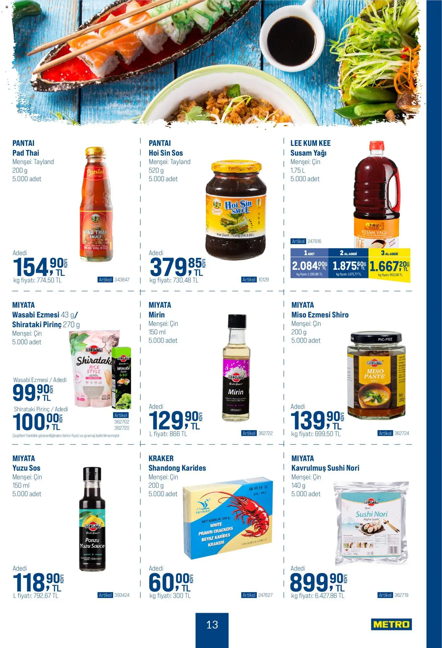 Metro - Dünya Mutfakları - 07.01.2026 tarihinden itibaren geçerlidir | Sayfa: 13 | Ürünler: Pirinç, Cin, Sos, Ağırlık