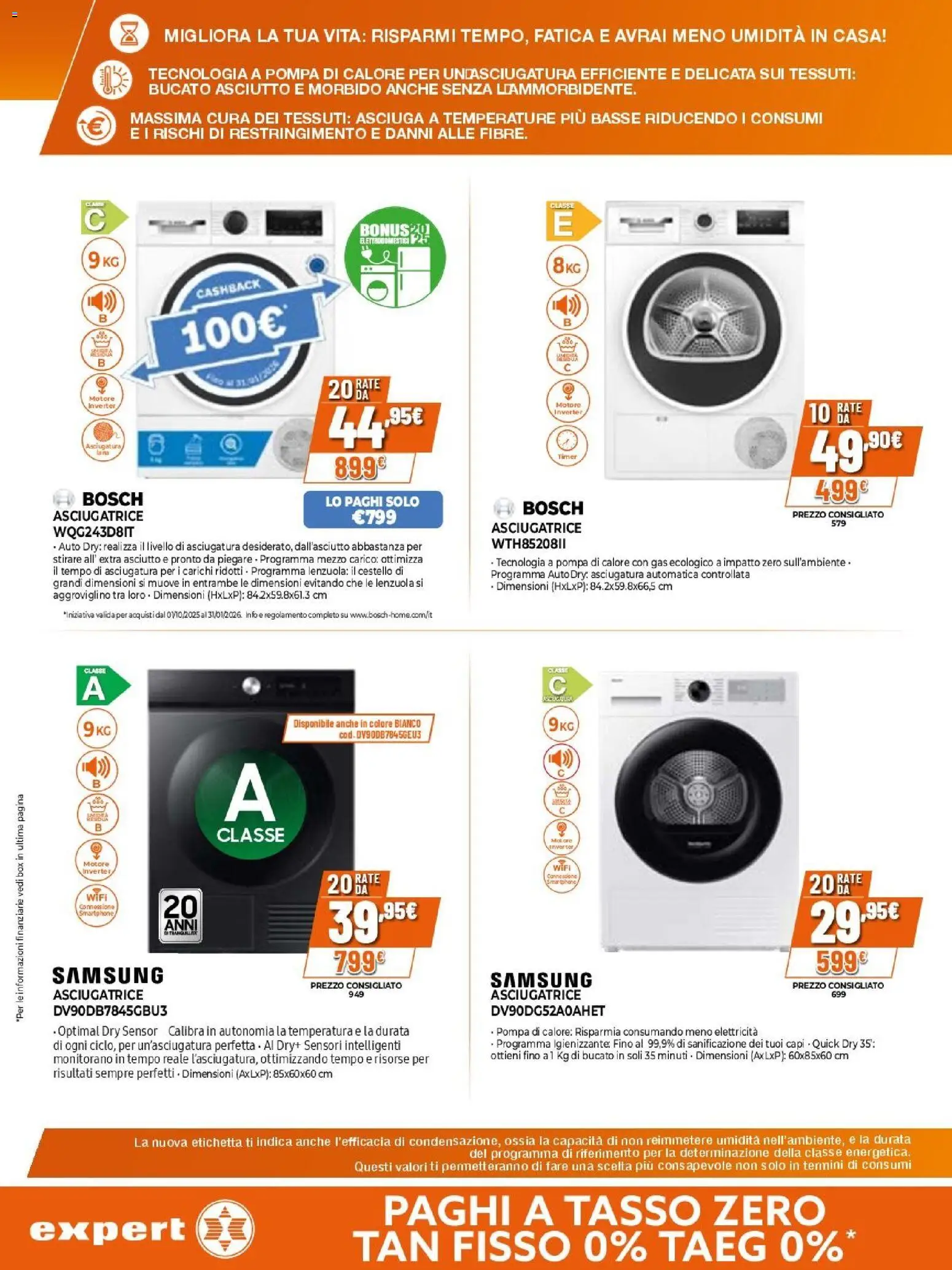Volantino Expert del 15.01.2026 | Pagina: 16 | Prodotti: Asciugatrice, Lenzuola, Samsung