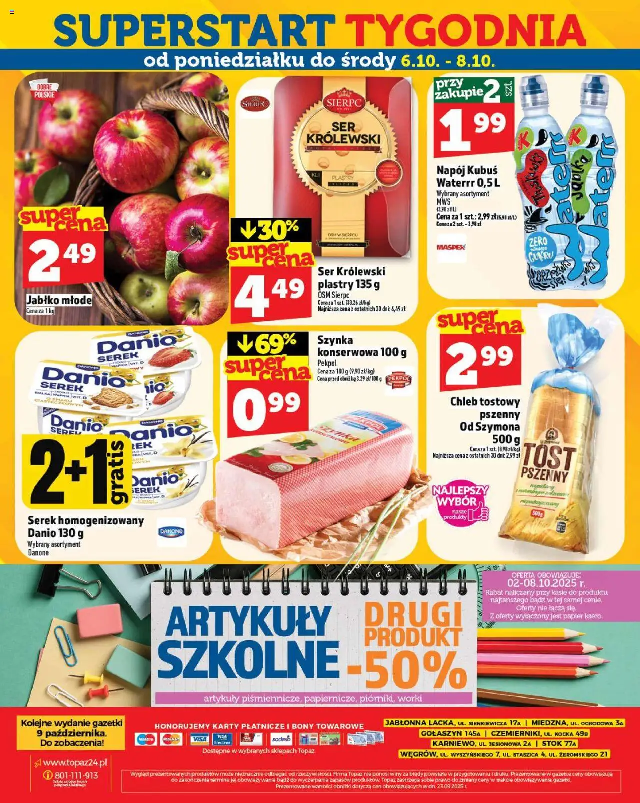 Topaz Gazetka - Ceny małe na stałe od 02.10.2025 | Strona: 28 | Produkty: Serek homogenizowany, Chleb tostowy, Ser, Chleb