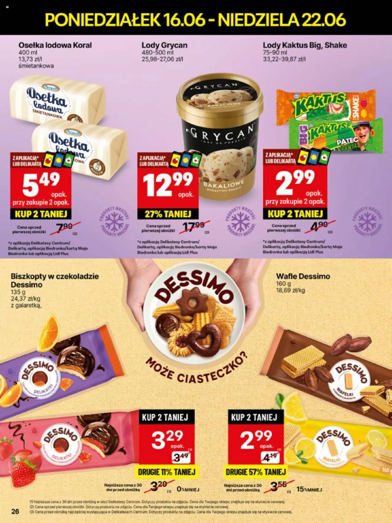Delikatesy Centrum Gazetka - Sklepy Własne od 16.06.2025 | Strona: 26 | Produkty: Osełka, Wafle, Wafelki, Lody