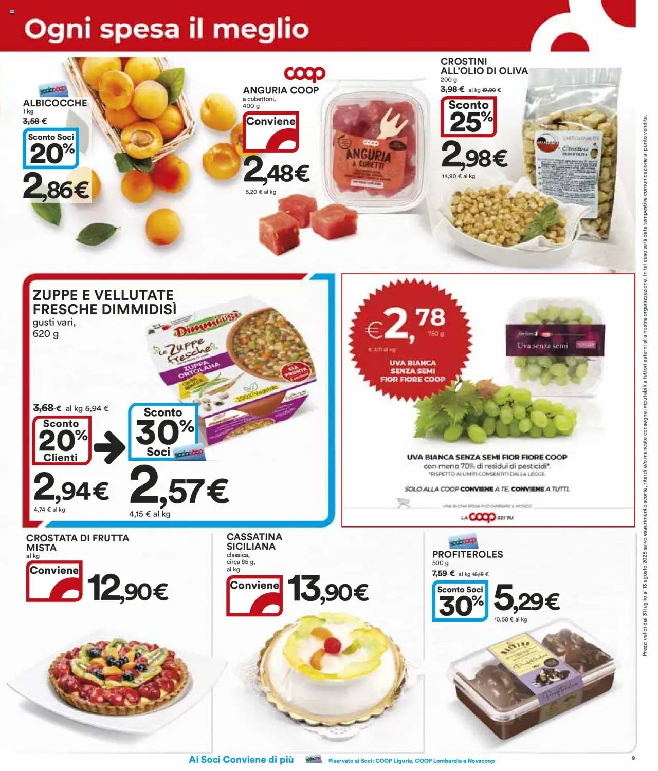 Volantino Ipercoop del 31.07.2025 | Pagina: 9 | Prodotti: Frutta, Uva, Crostini, Albicocche