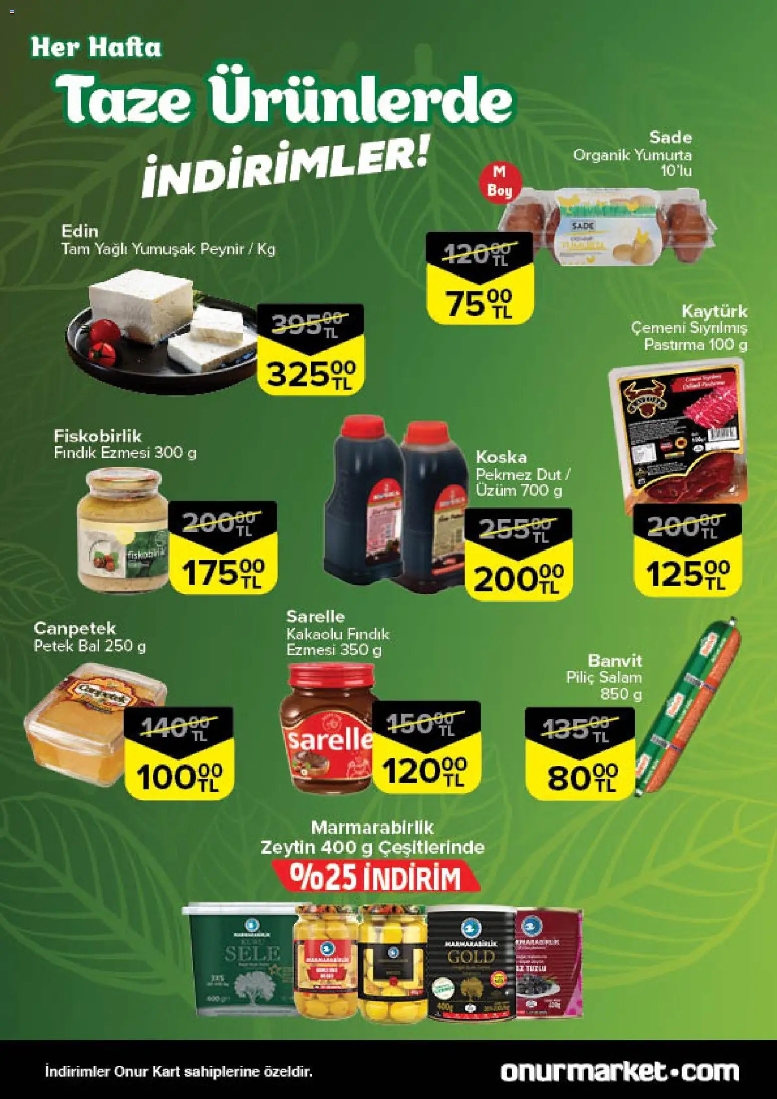 Onur Market Taze Ürünlerde İndirimler - 04.12.2025 tarihinden itibaren geçerlidir | Sayfa: 2 | Ürünler: Salam, Fındık, Papier carton, Zeytin